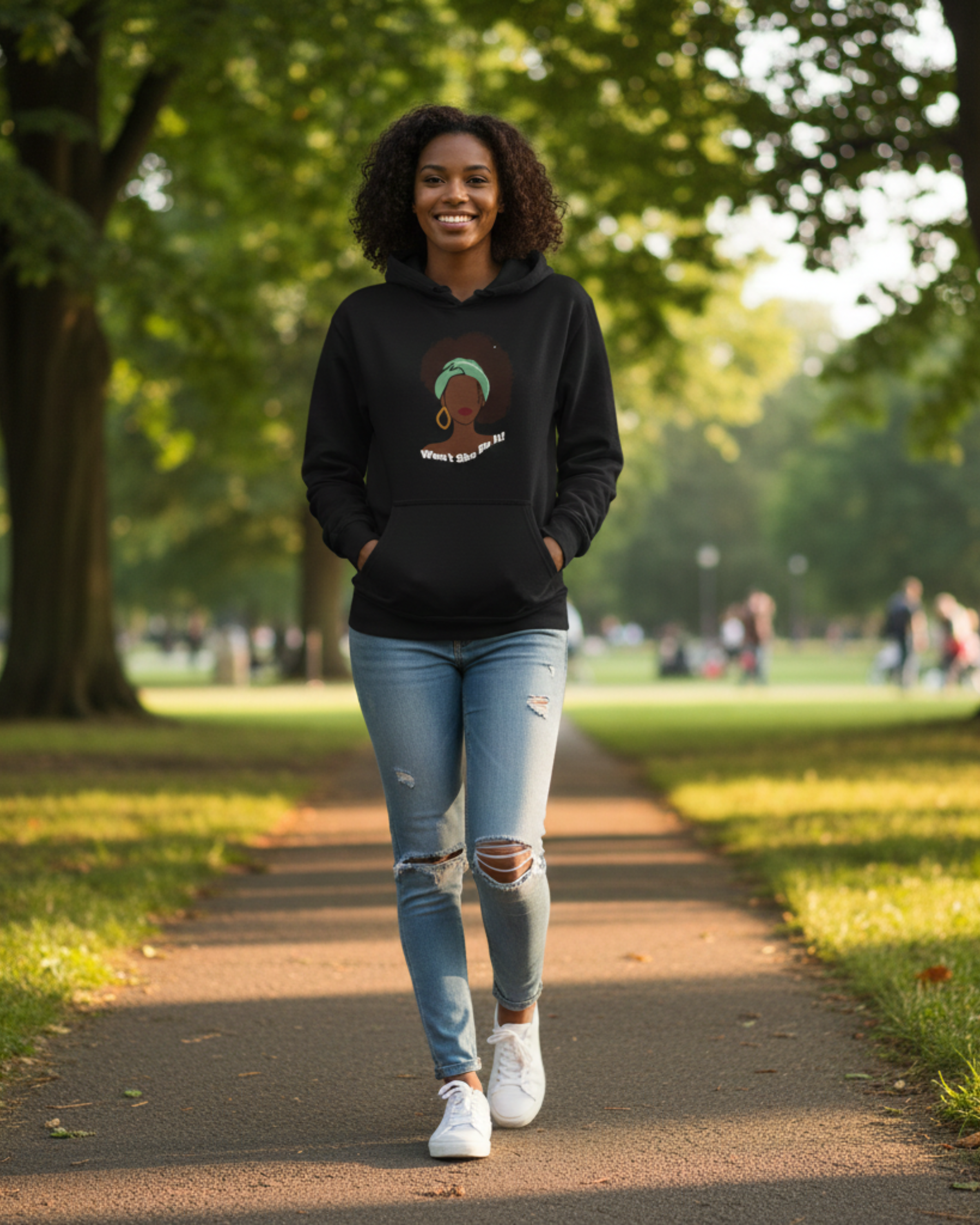 Won't She Do It! Hoodie — Empowering Black Woman Graphic Pullover product thumbnail image