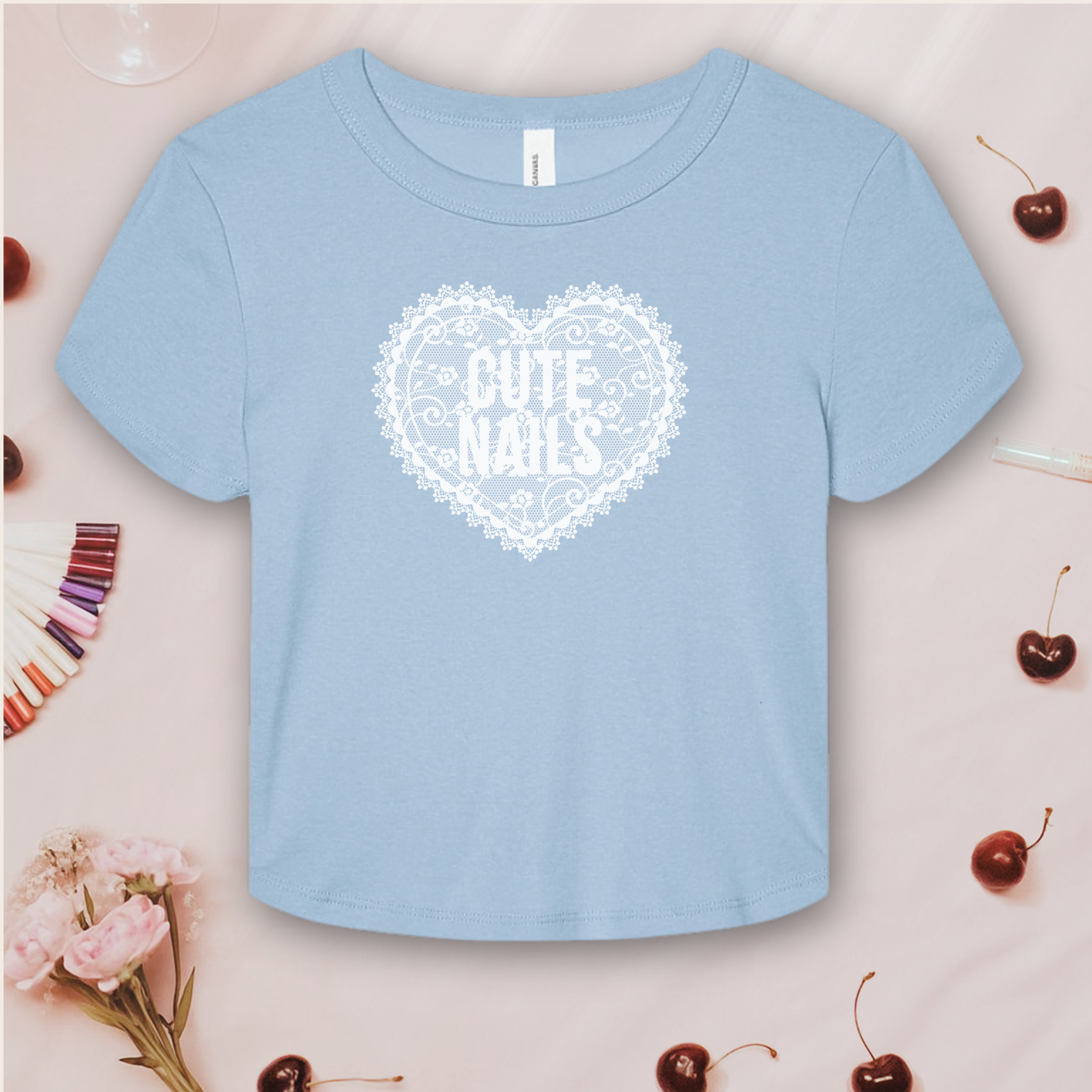Cute Nails Lace Heart; Bella &amp; Canvas Baby Tee product thumbnail image