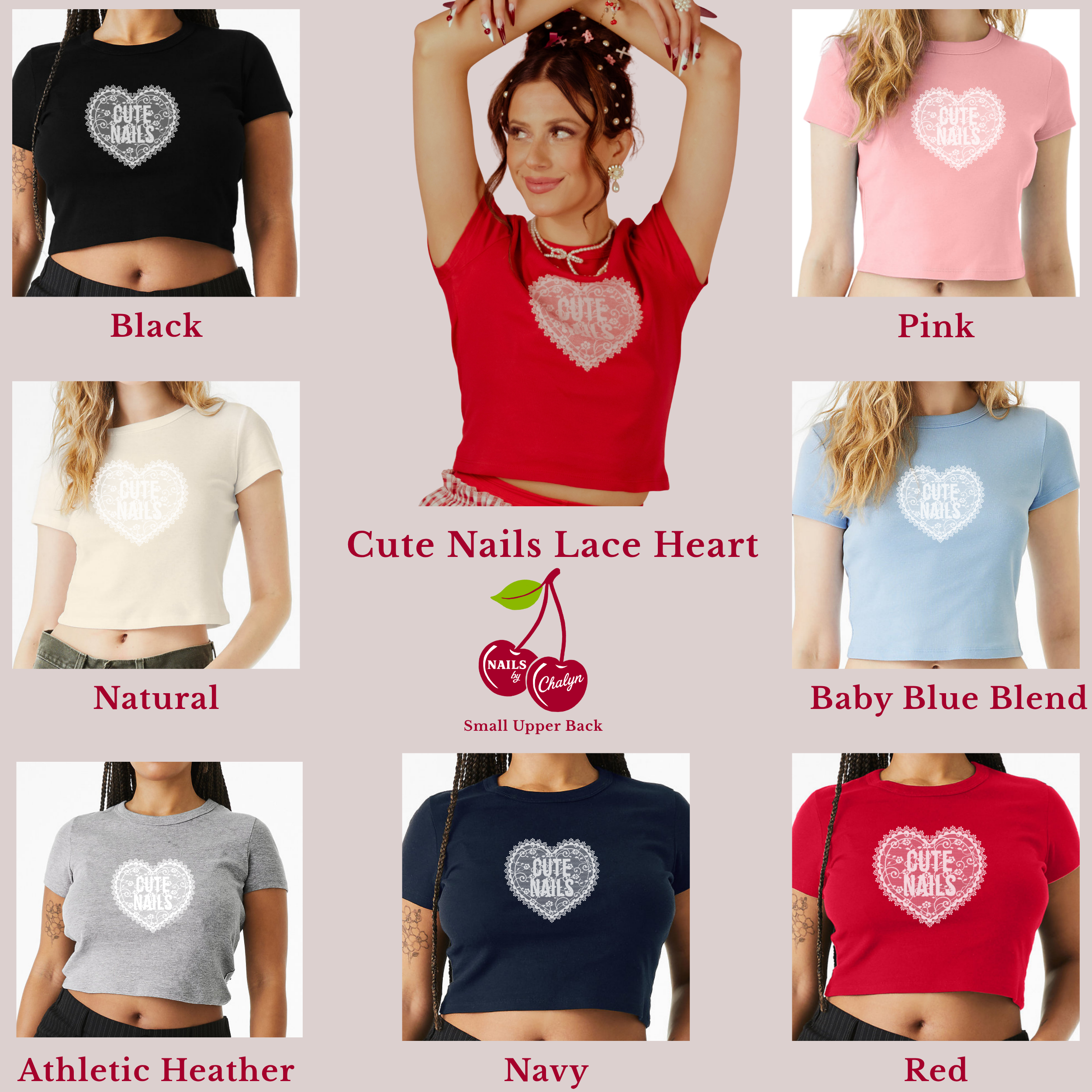 Cute Nails Lace Heart; Bella & Canvas Baby Tee product thumbnail image Cute Nails Lace Heart; Bella & Canvas Baby Tee product thumbnail image