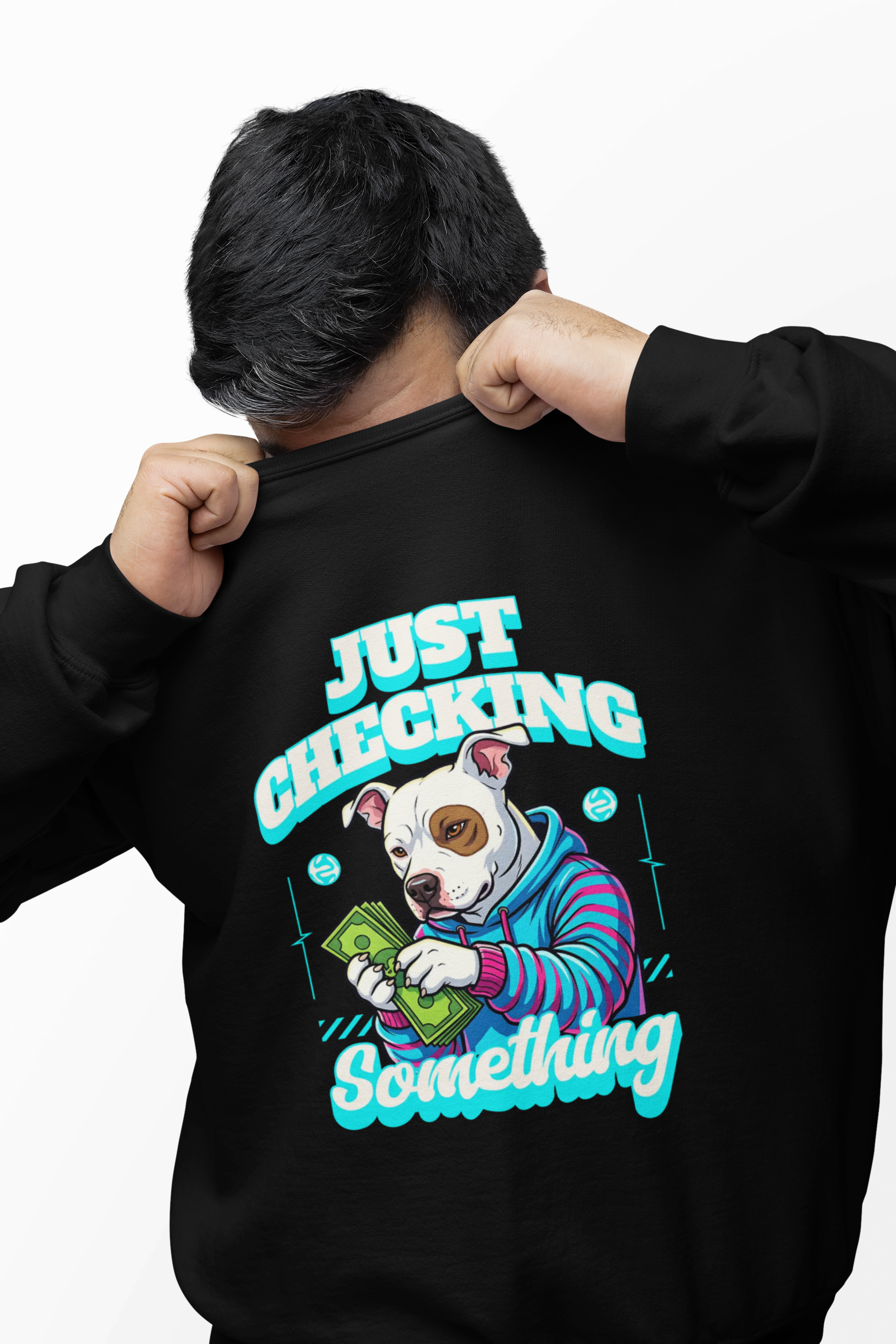 Just Checking Something dog holding money Sweatshirt | Cute dog graphic crewneck product thumbnail image Just Checking Something dog holding money Sweatshirt | Cute dog graphic crewneck product thumbnail image