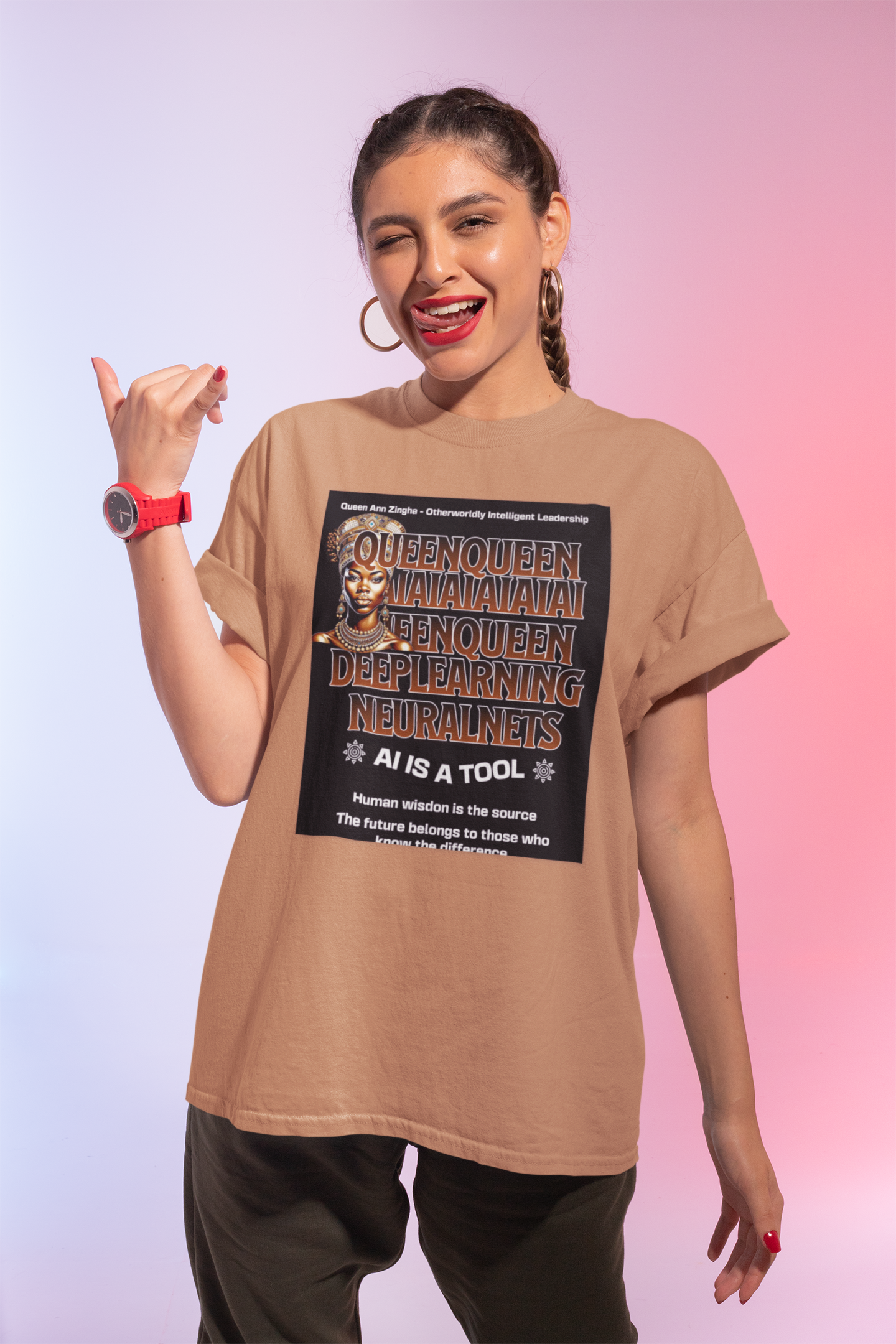 African Queen Statement T-Shirt — AI Streetwear Retro Graphic Gift  
