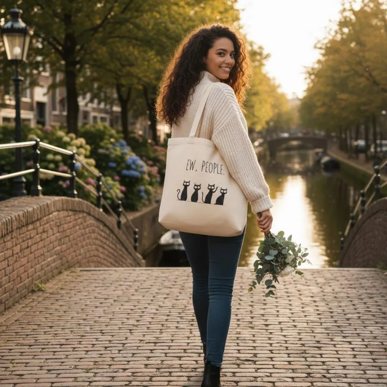 Cat Illustration Eco Tote Bag