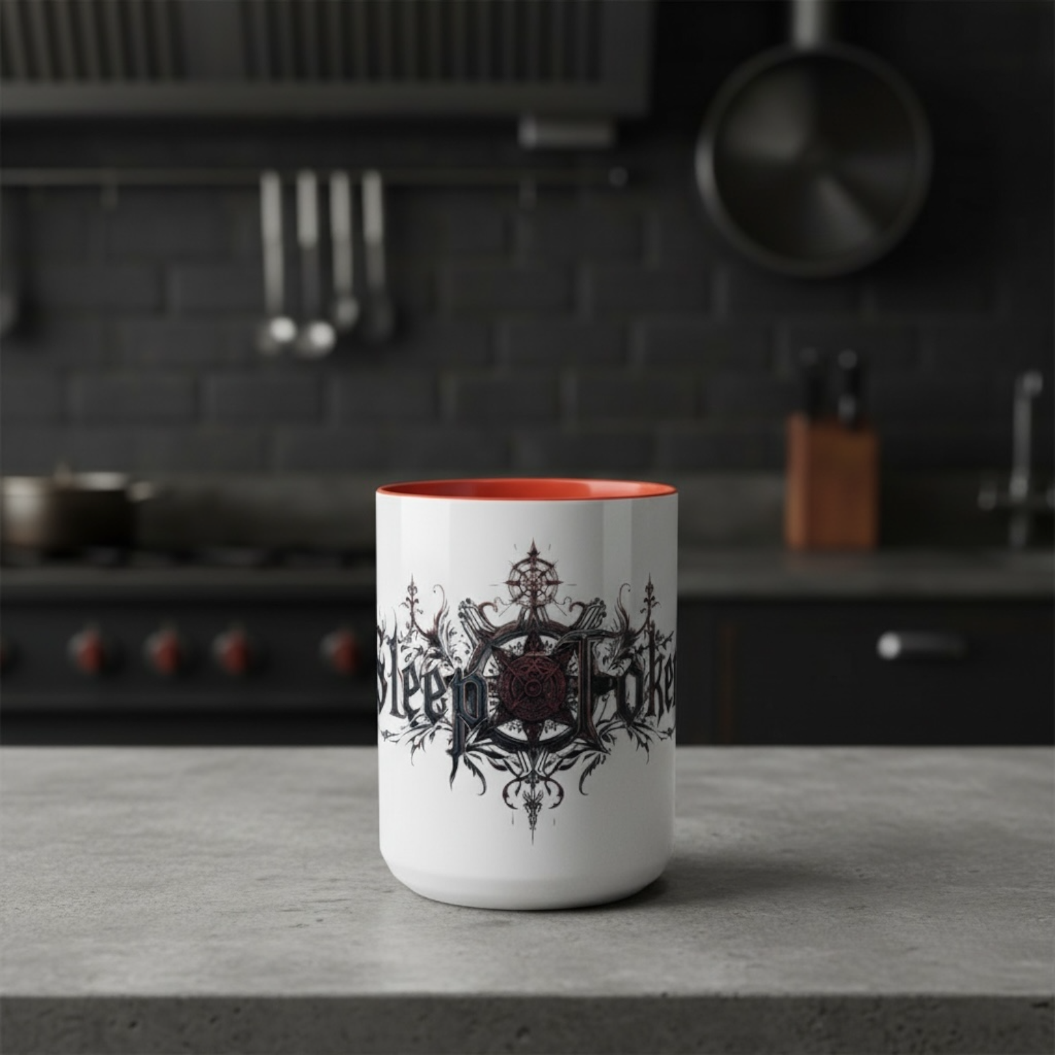 Ornate "Sleep Token" Gothic Accent Coffee Mug — Dark Ornate Rock Band Design (11/15 oz) product thumbnail image