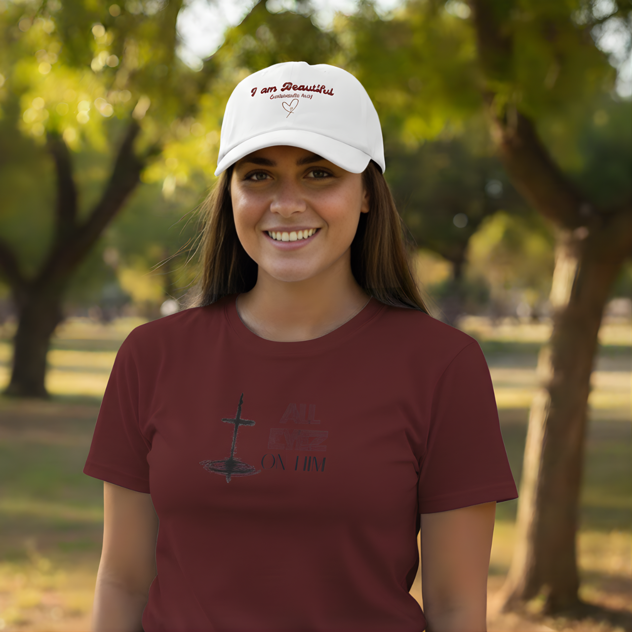 “I Am Beautiful” Christian Dad Cap – Ecclesiastes 3:11 Embroidered Faith Hat, Adjustable Unisex Baseball Cap product thumbnail image