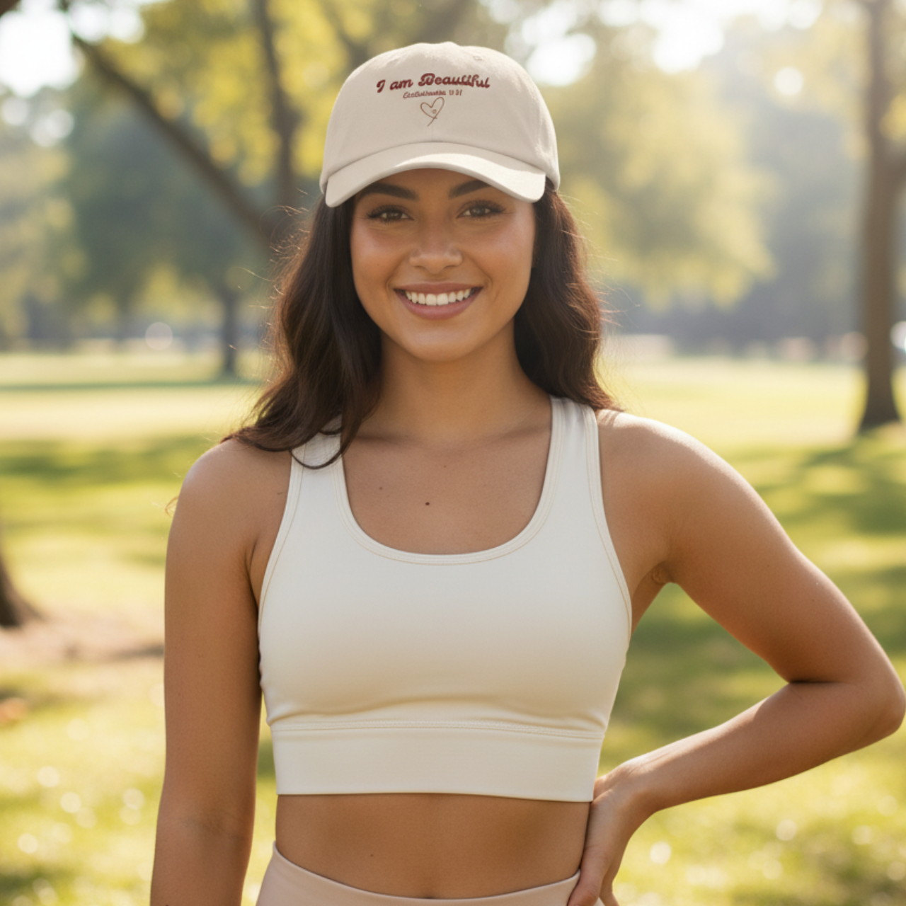 “I Am Beautiful” Christian Dad Cap – Ecclesiastes 3:11 Embroidered Faith Hat, Adjustable Unisex Baseball Cap product thumbnail image “I Am Beautiful” Christian Dad Cap – Ecclesiastes 3:11 Embroidered Faith Hat, Adjustable Unisex Baseball Cap product thumbnail image