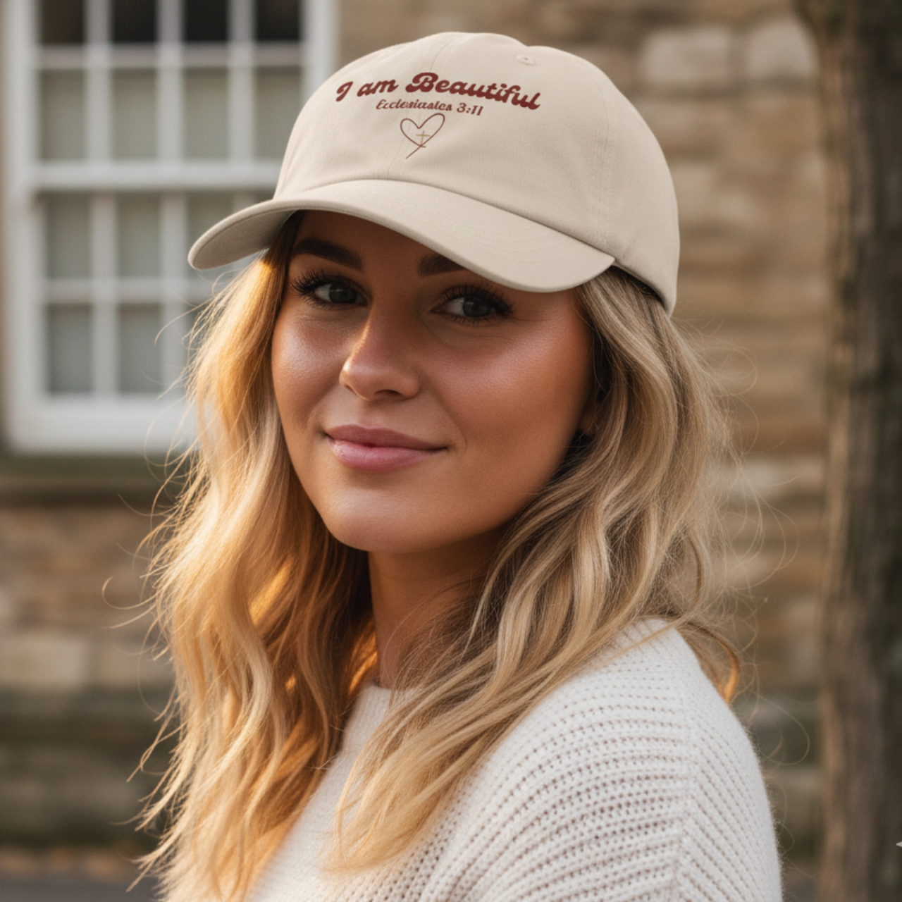 “I Am Beautiful” Christian Dad Cap – Ecclesiastes 3:11 Embroidered Faith Hat, Adjustable Unisex Baseball Cap product thumbnail image