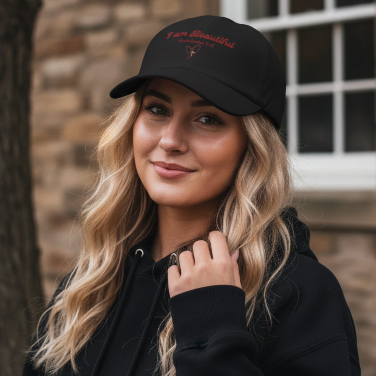 “I Am Beautiful” Christian Dad Cap – Ecclesiastes 3:11 Embroidered Faith Hat, Adjustable Unisex Baseball Cap product thumbnail image