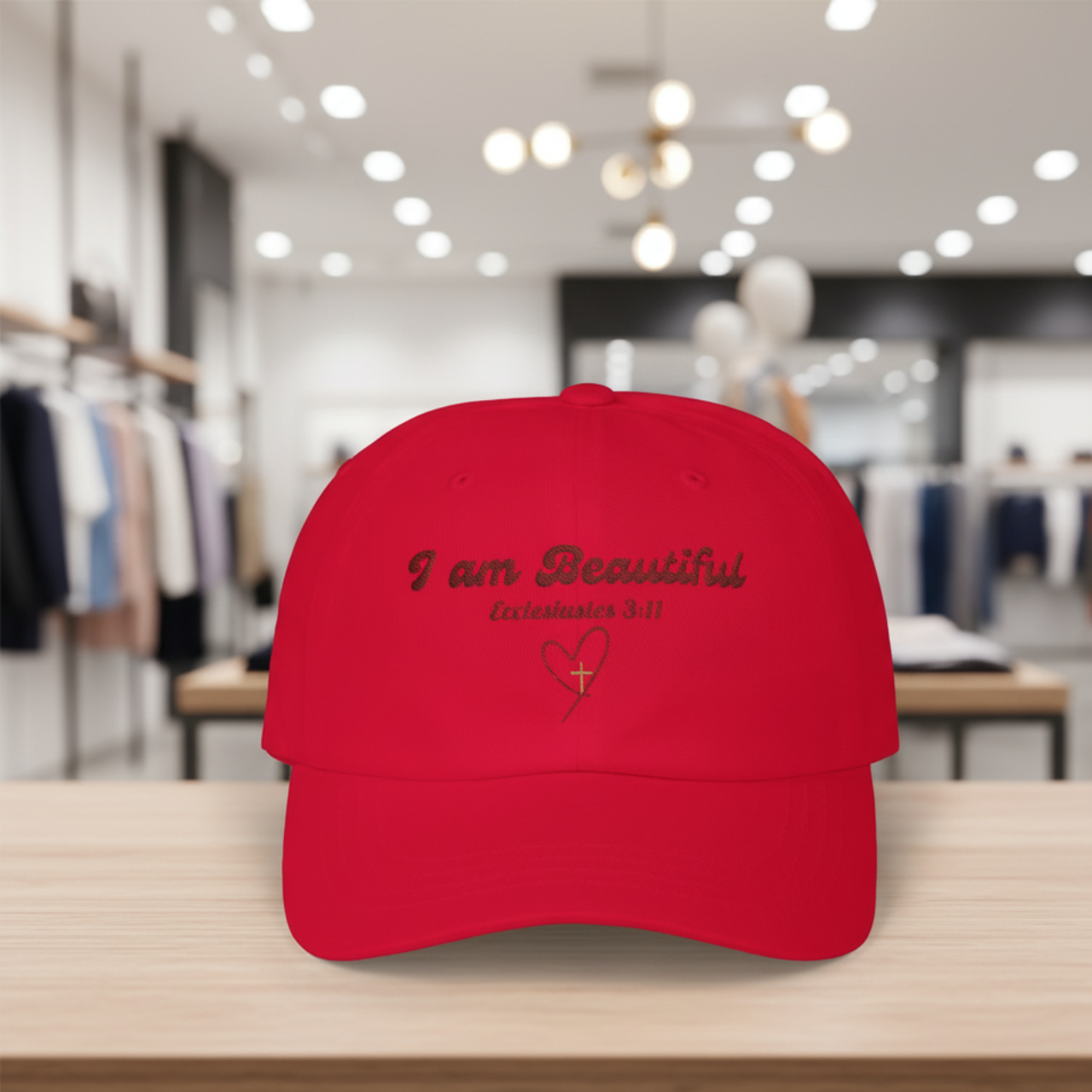 “I Am Beautiful” Christian Dad Cap – Ecclesiastes 3:11 Embroidered Faith Hat, Adjustable Unisex Baseball Cap product thumbnail image “I Am Beautiful” Christian Dad Cap – Ecclesiastes 3:11 Embroidered Faith Hat, Adjustable Unisex Baseball Cap product thumbnail image