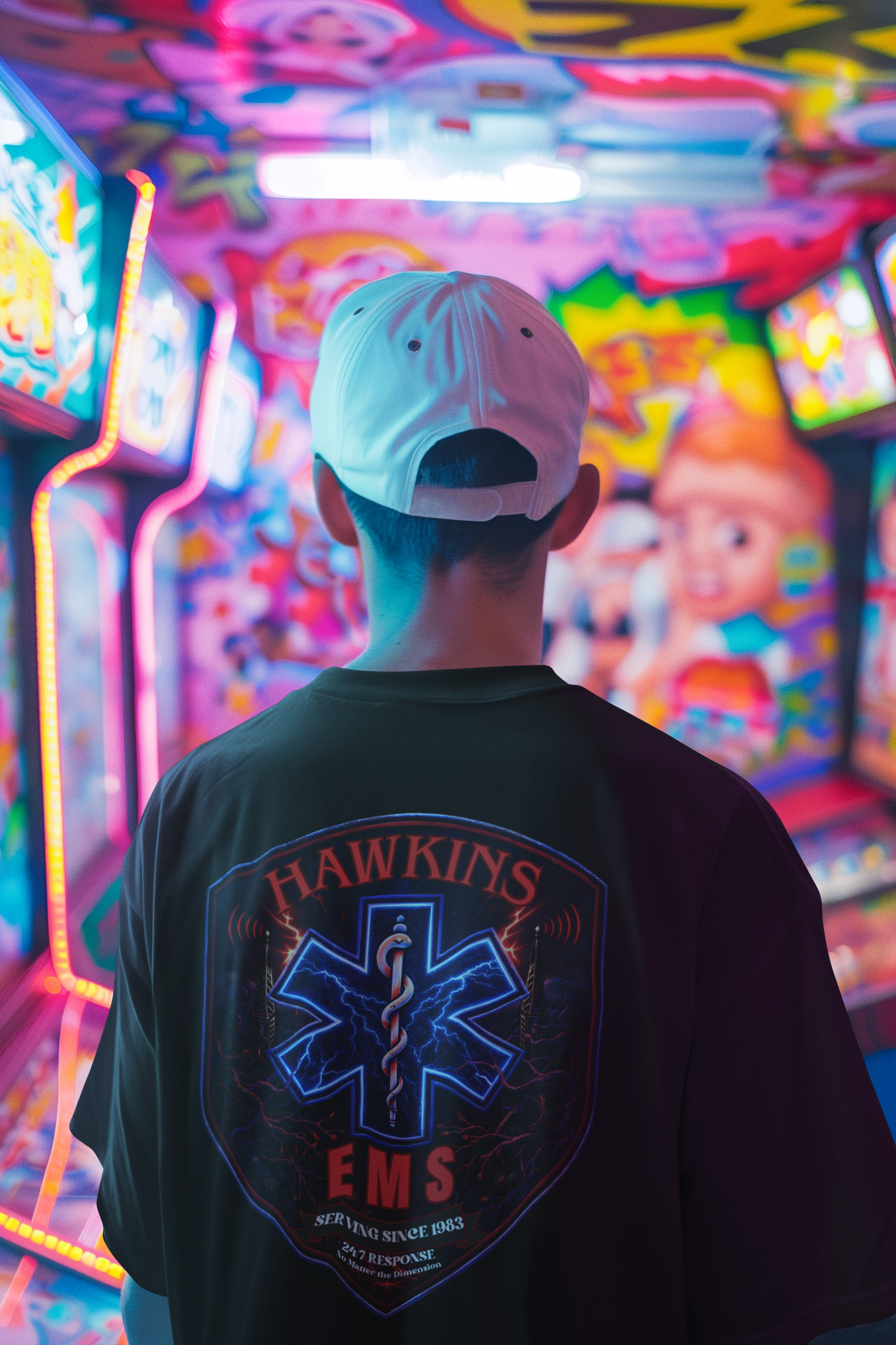 Hawkins EMS Night Shift Shirt | 80s Horror EMS T-Shirt | First Responder Graphic Tee | Gildan Softstyle 64000 product thumbnail image