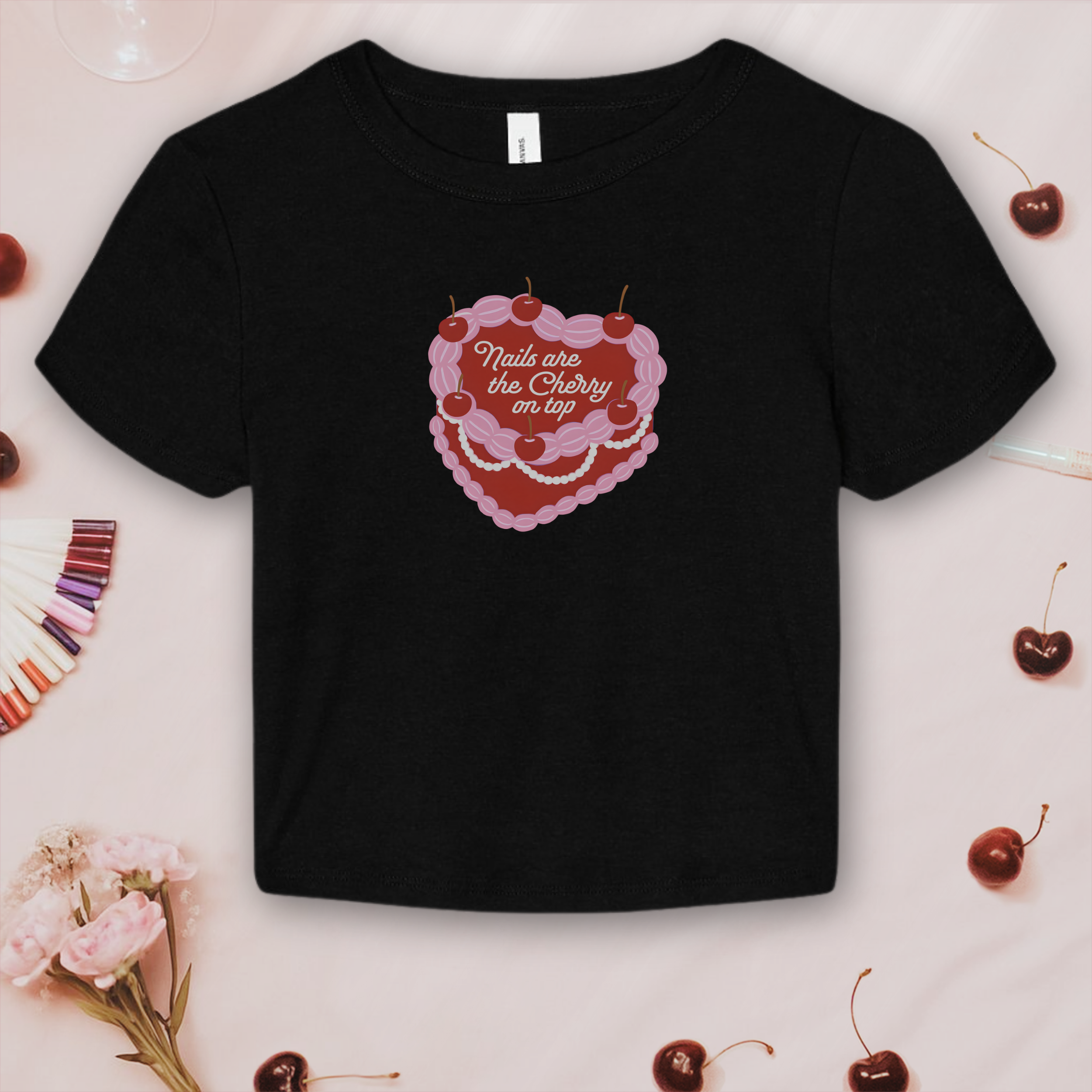 Nails are the Cherry on Top; Bella & Canvas Baby Tee product thumbnail image Nails are the Cherry on Top; Bella & Canvas Baby Tee product thumbnail image