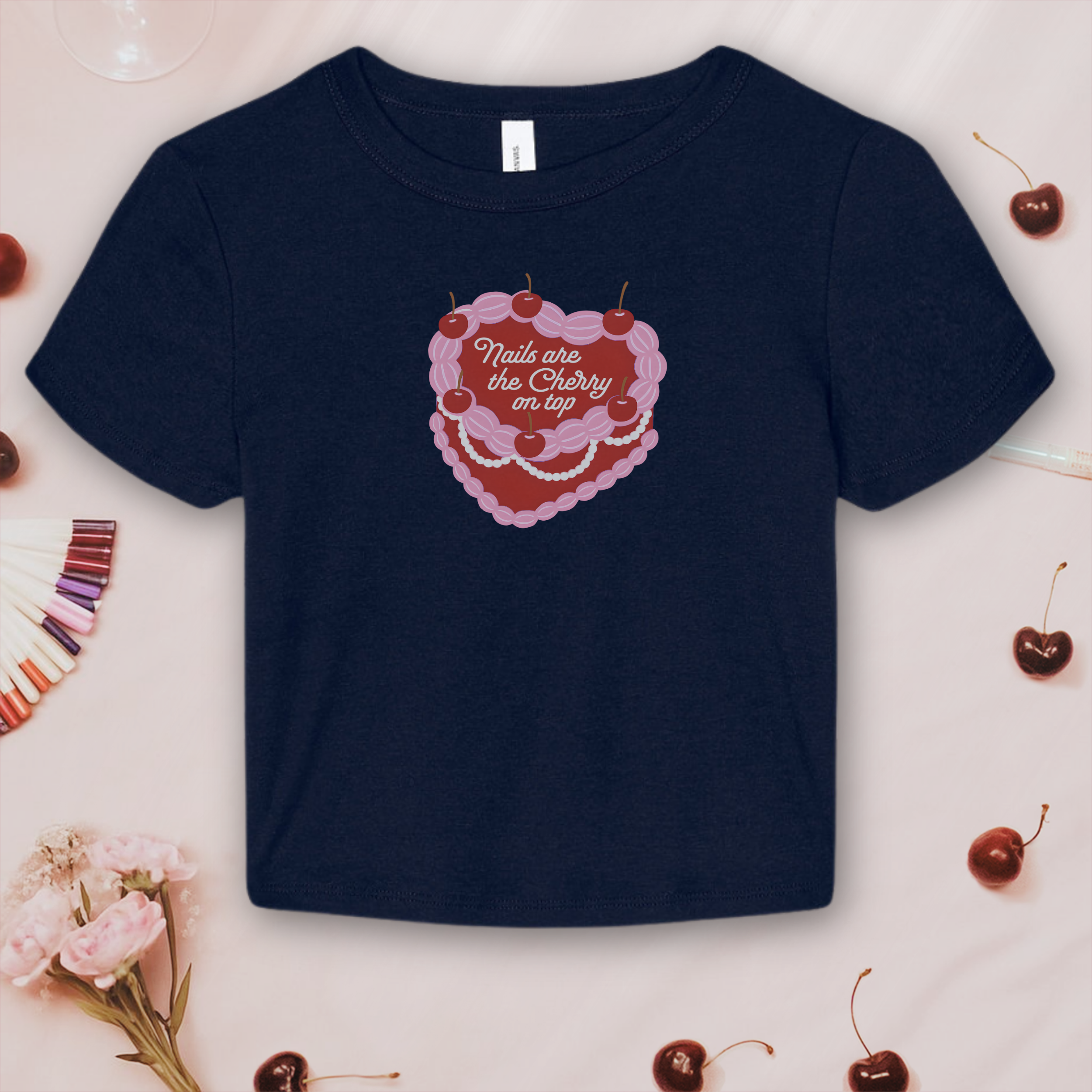 Nails are the Cherry on Top; Bella & Canvas Baby Tee product thumbnail image Nails are the Cherry on Top; Bella & Canvas Baby Tee product thumbnail image