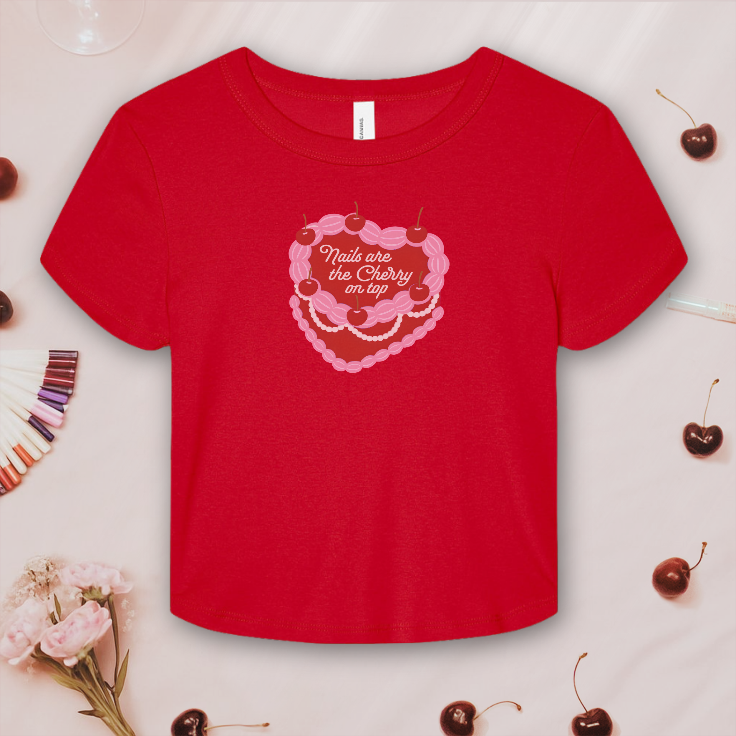 Nails are the Cherry on Top; Bella &amp; Canvas Baby Tee product thumbnail image