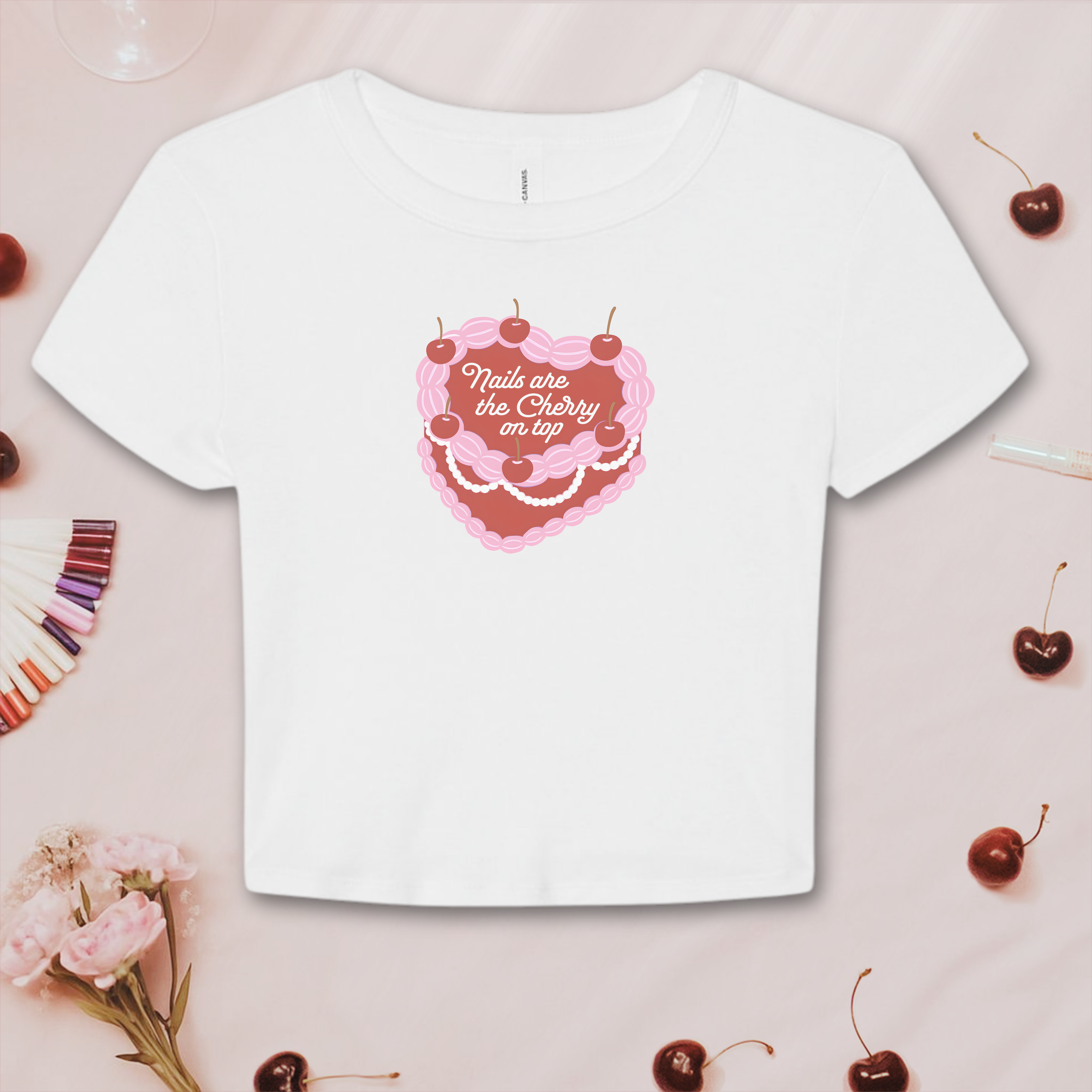 Nails are the Cherry on Top; Bella & Canvas Baby Tee product thumbnail image Nails are the Cherry on Top; Bella & Canvas Baby Tee product thumbnail image