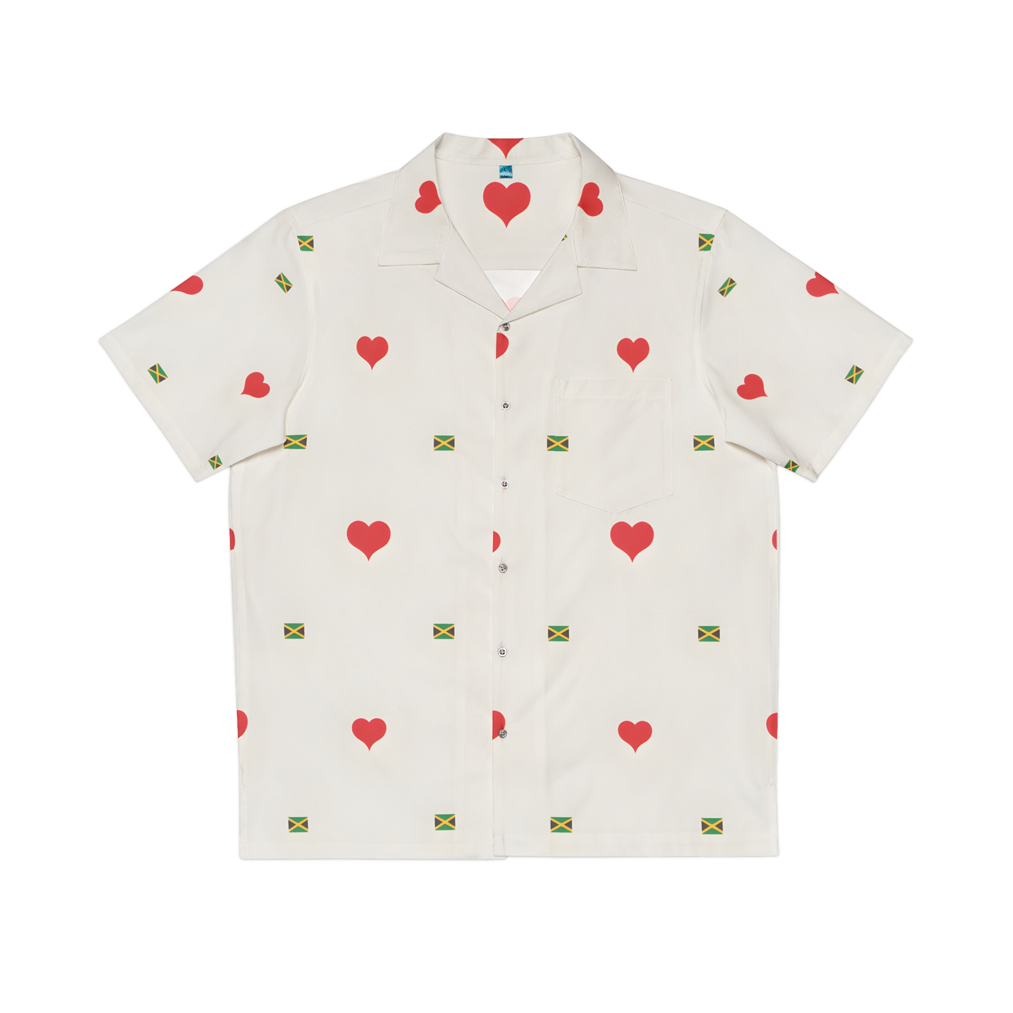 Button Down Shirt-Jamaica Love Relaxed Fit Shirt — Red Heart Pattern Men's Camp Shirt product thumbnail image Button Down Shirt-Jamaica Love Relaxed Fit Shirt — Red Heart Pattern Men's Camp Shirt product thumbnail image