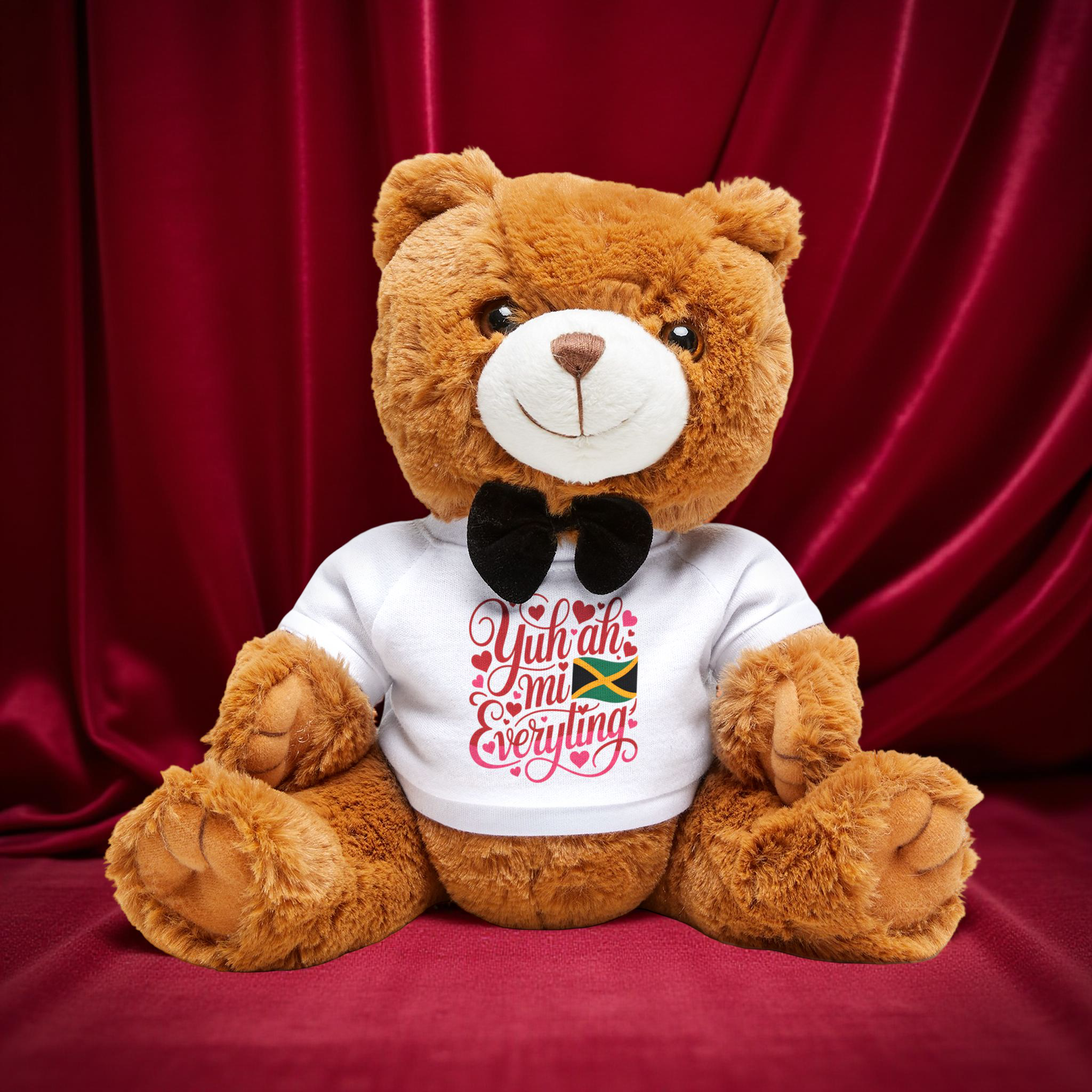 Teddy Bear-Plush Brown Bear with 'Yuh Ah Mi Everyting' On T‑Shirt — Jamaican Flag Accent-Cute Gift for Kids &amp; Loved Ones product thumbnail image