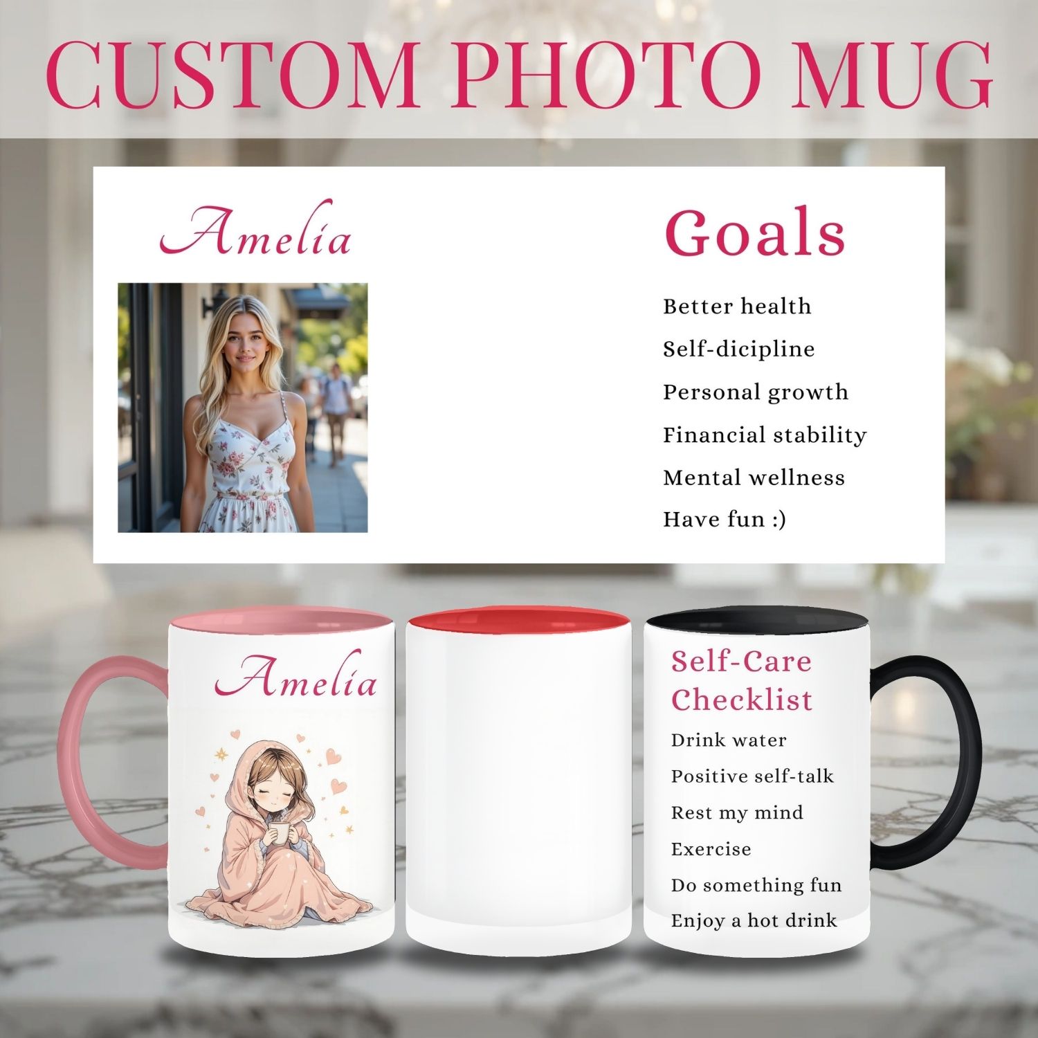 Personalized Motivation Mug for Her | Custom Mug for Goals, Resolution, Manifestation, Daily Reminder, Self-Care and Mental Health product thumbnail image Personalized Motivation Mug for Her | Custom Mug for Goals, Resolution, Manifestation, Daily Reminder, Self-Care and Mental Health product thumbnail image