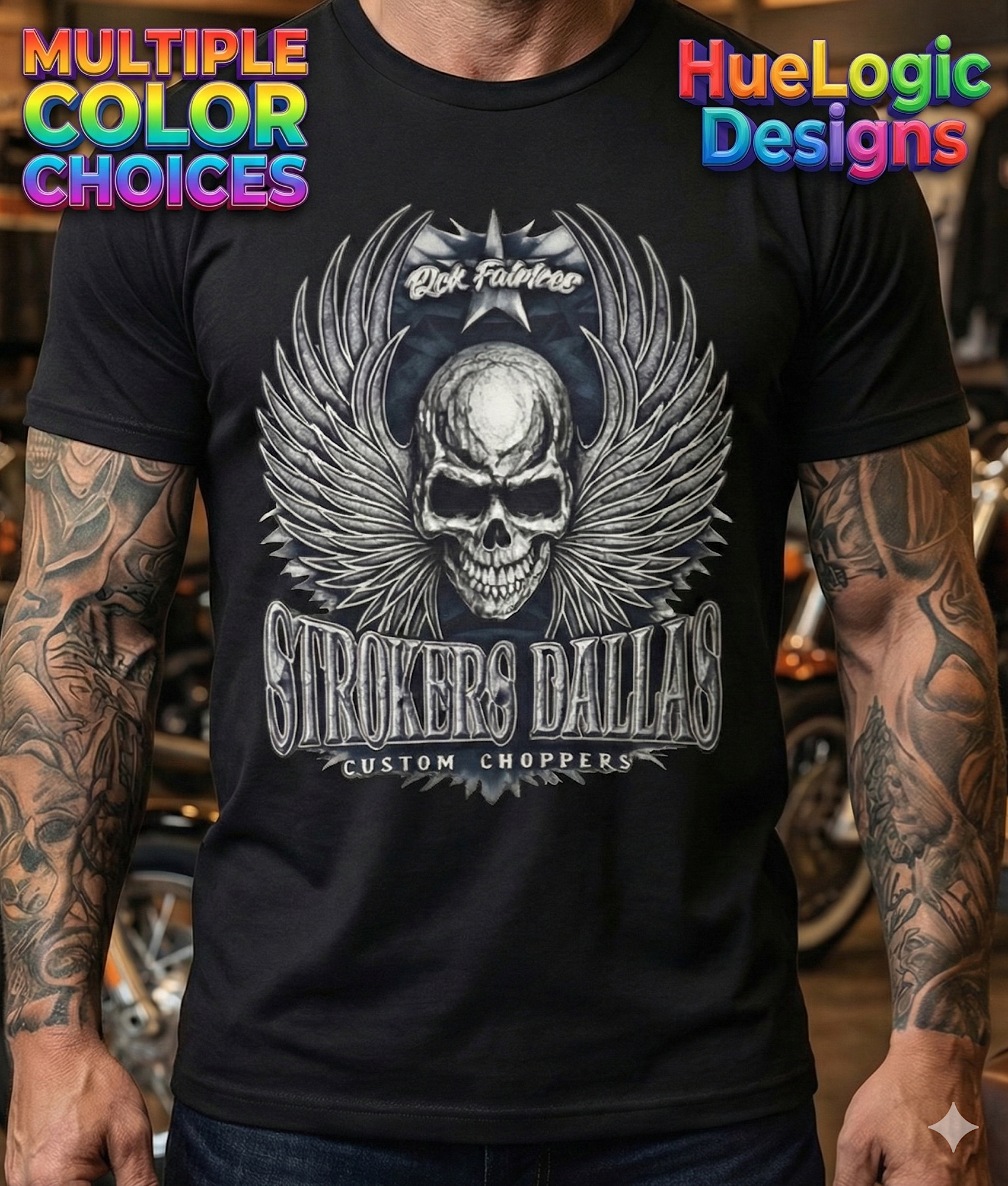 Rick Fairless Strokers Dallas Biker T-Shirt Custom Choppers Harley Motorcycle product thumbnail image Rick Fairless Strokers Dallas Biker T-Shirt Custom Choppers Harley Motorcycle product thumbnail image