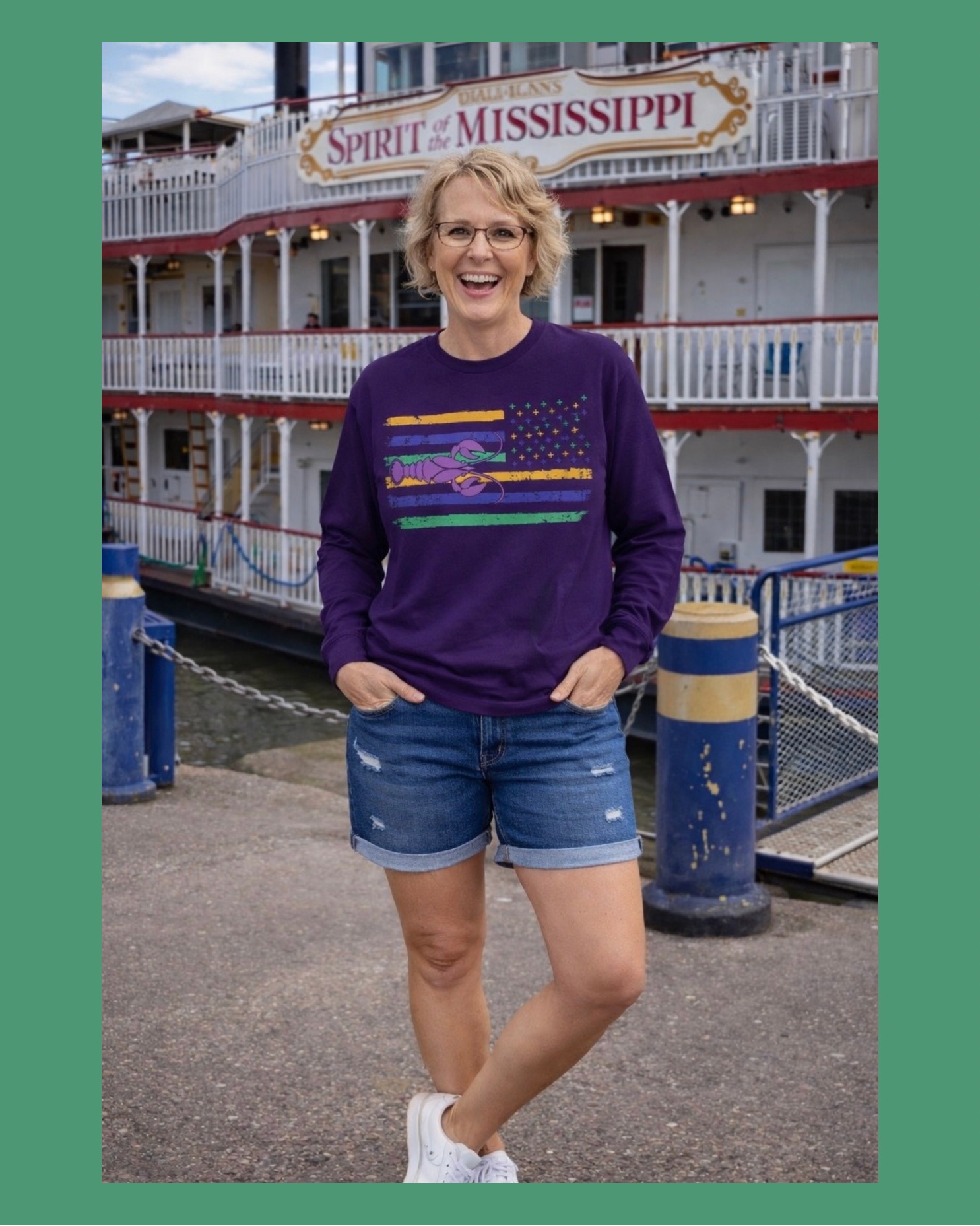 American Mardi Craw - Vintage-Feel Long Sleeve Tee American Mardi Craw - Vintage-Feel Long Sleeve Tee