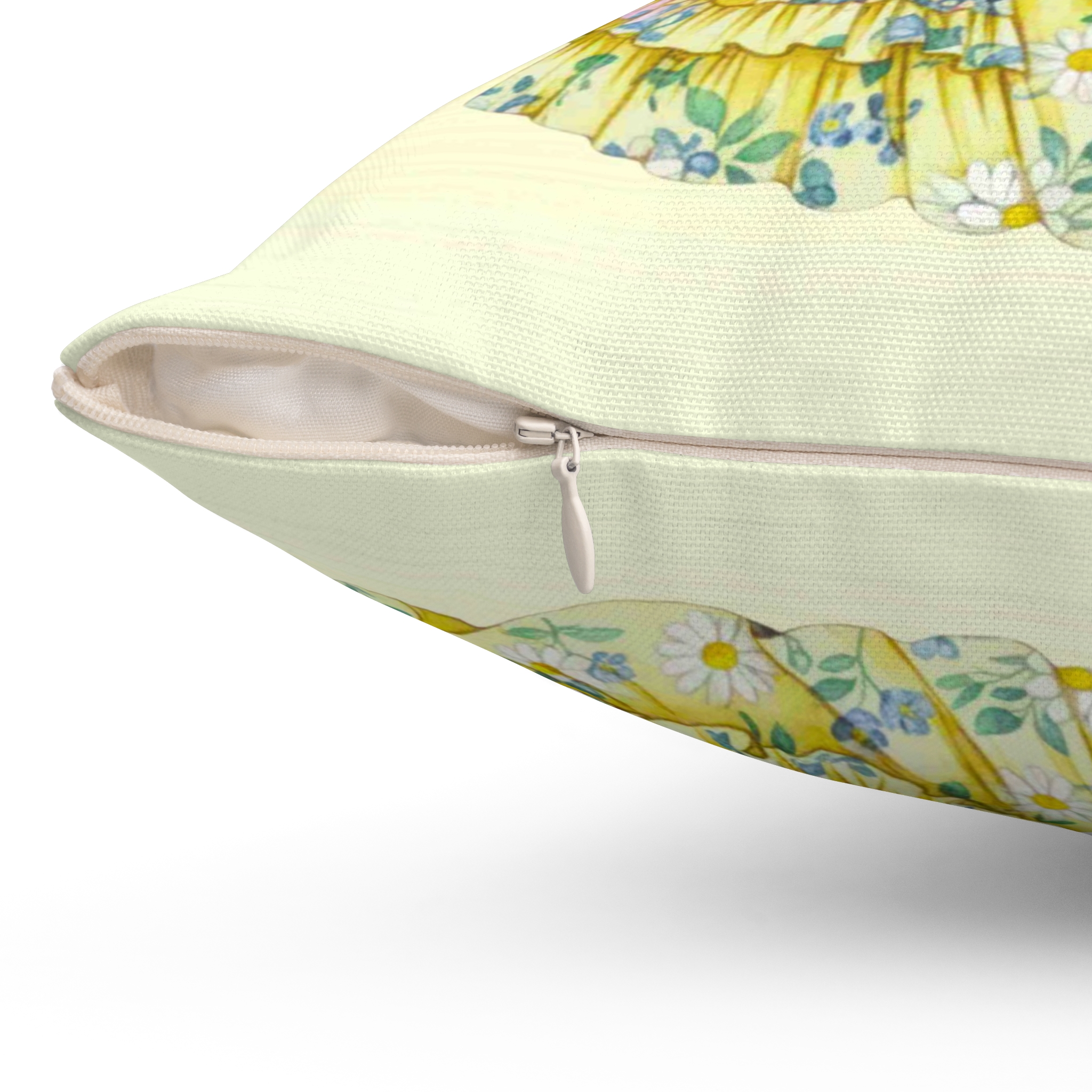 Victorian Floral Lady Pillow | The Beloved Collection | Yellow Square Decorative Cushion product thumbnail image