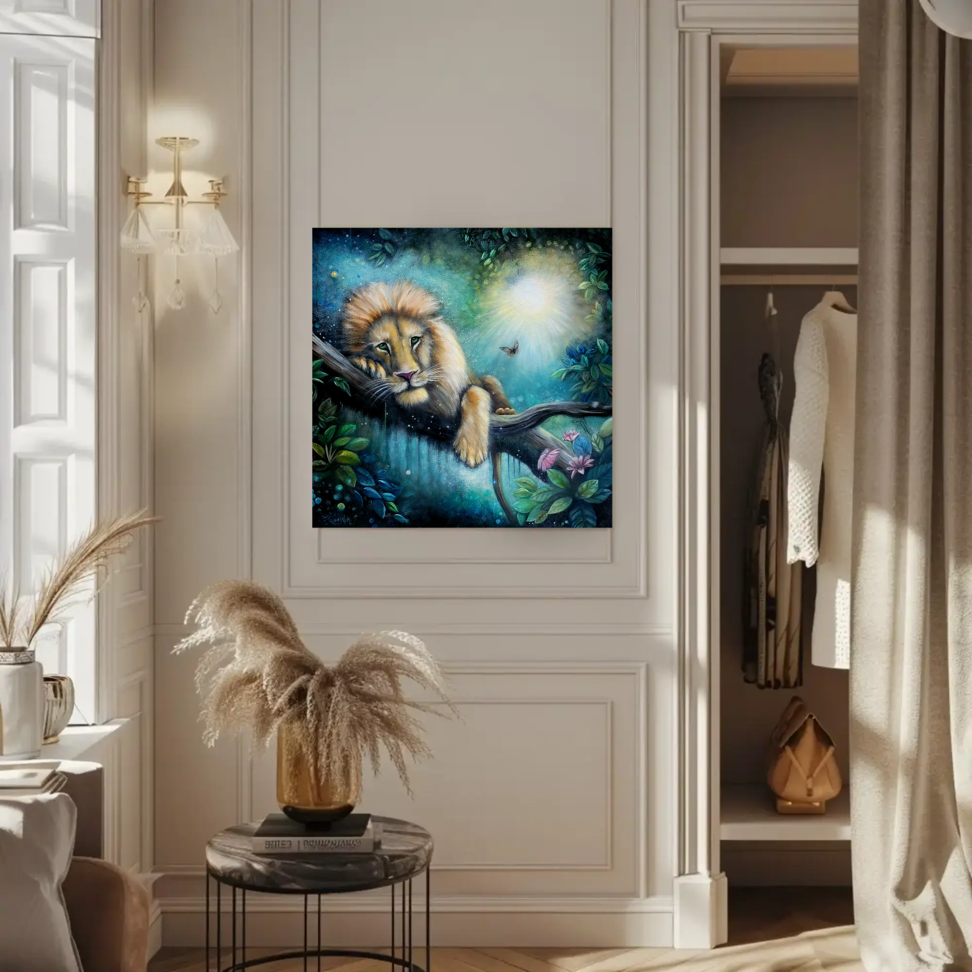 Keeper of Radiant Stillness Lion in Moonlight Matte Canvas Art – Stretched 1.25" product thumbnail image