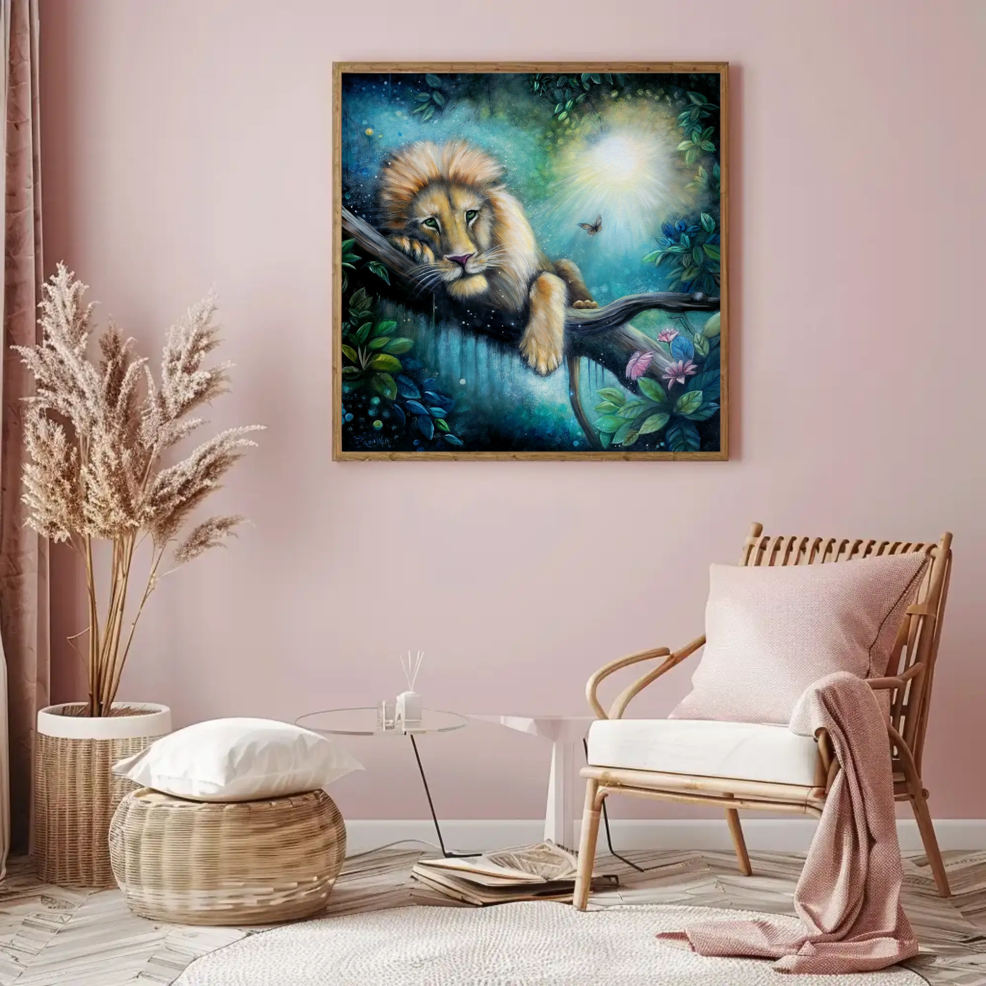 Keeper of Radiant Stillness Lion in Moonlight Matte Canvas Art – Stretched 1.25" product thumbnail image