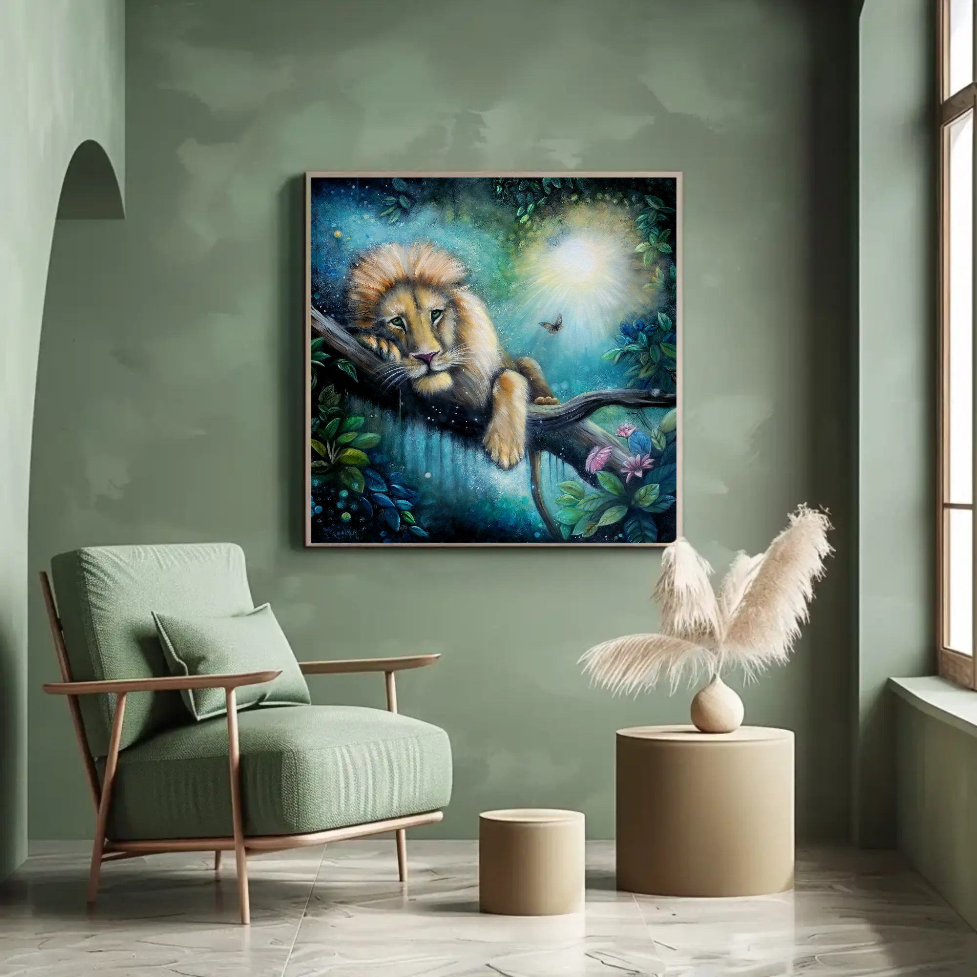 Keeper of Radiant Stillness Lion in Moonlight Matte Canvas Art – Stretched 1.25" product thumbnail image