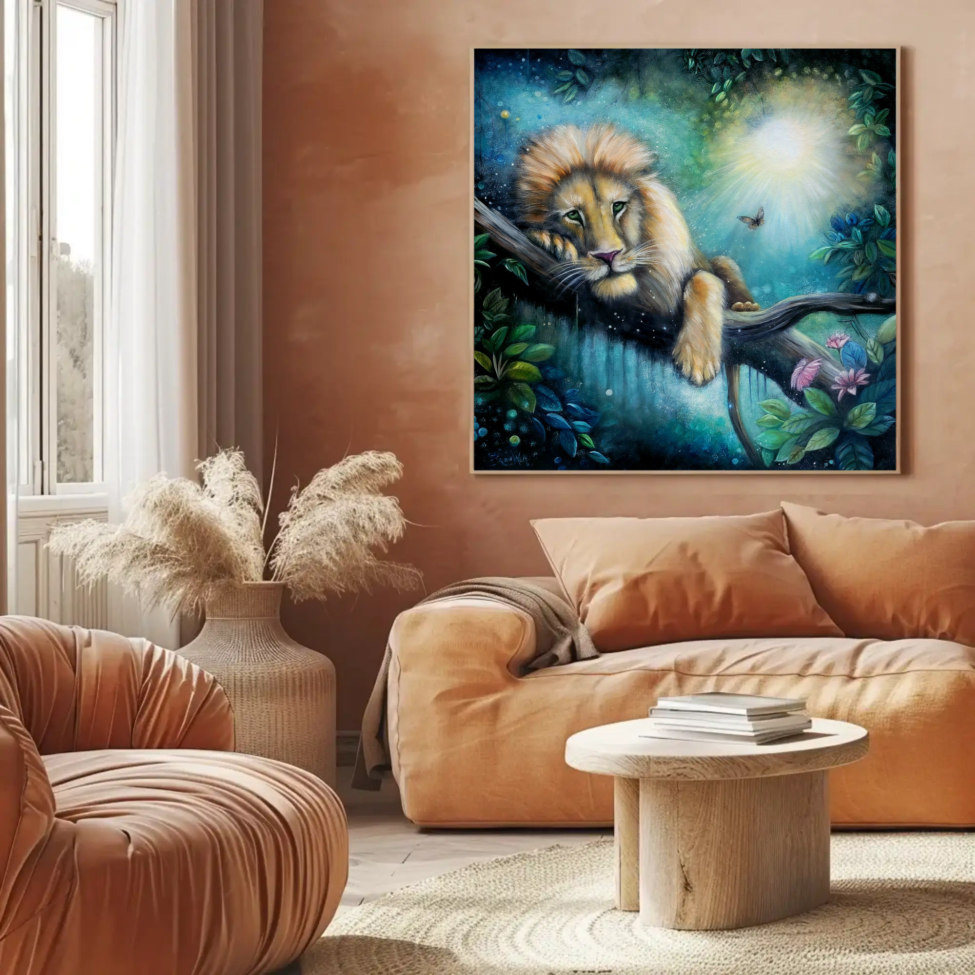 Keeper of Radiant Stillness Lion in Moonlight Matte Canvas Art – Stretched 1.25" product thumbnail image