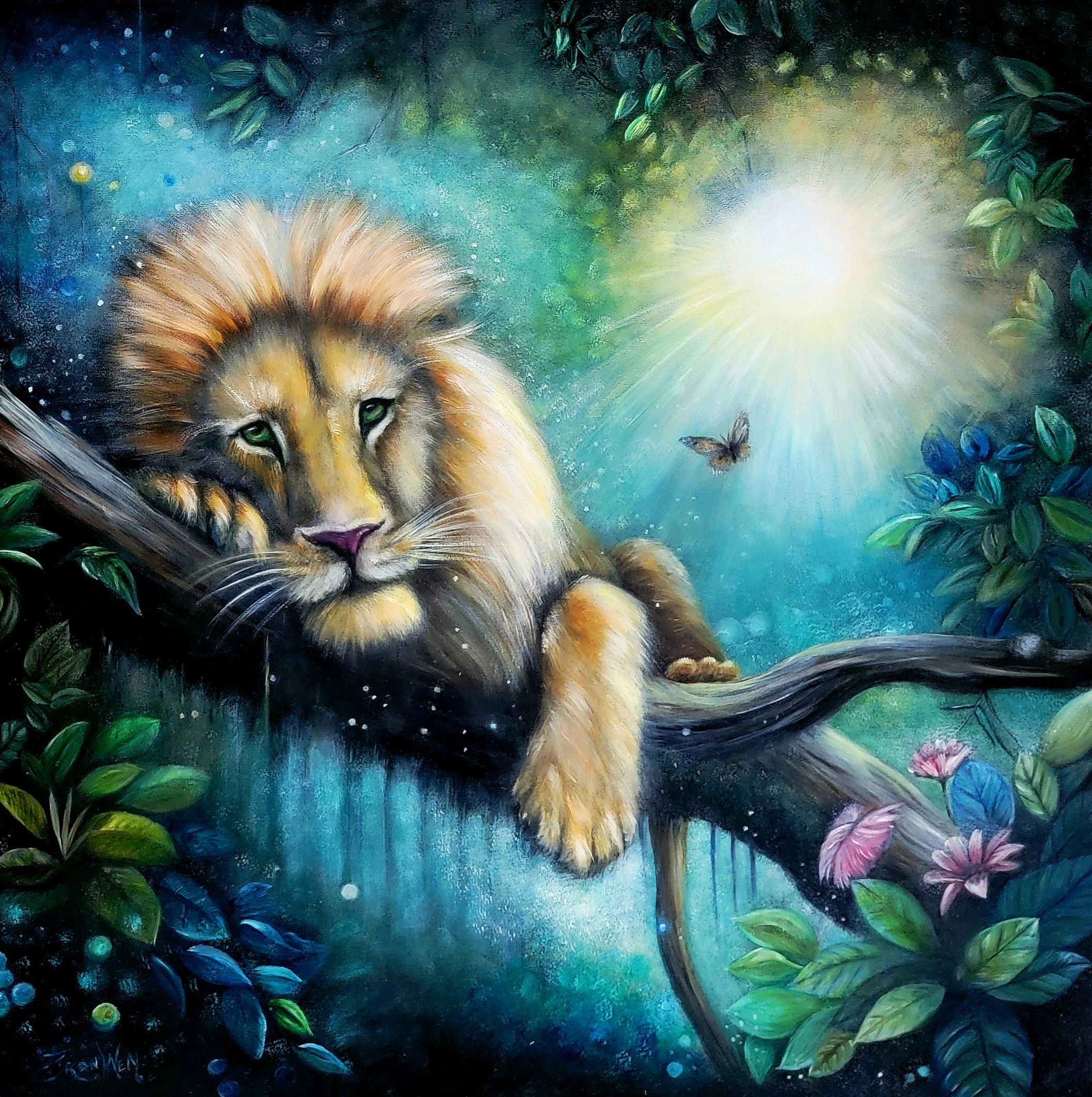Keeper of Radiant Stillness Lion in Moonlight Matte Canvas Art – Stretched 1.25" product thumbnail image