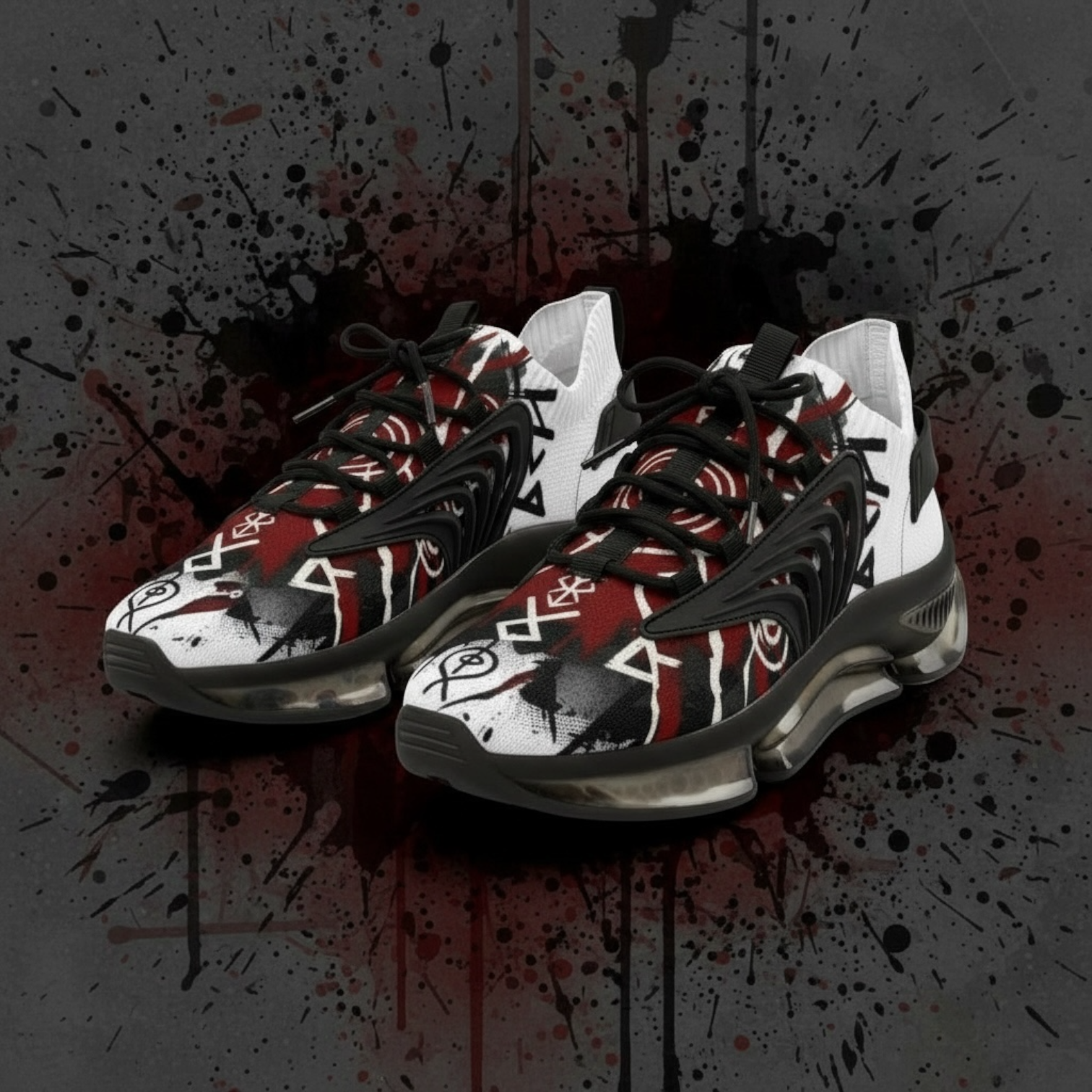 Nordic Symbol Mesh Athletic Shoes—Runic Dark Art Designer Sneaker