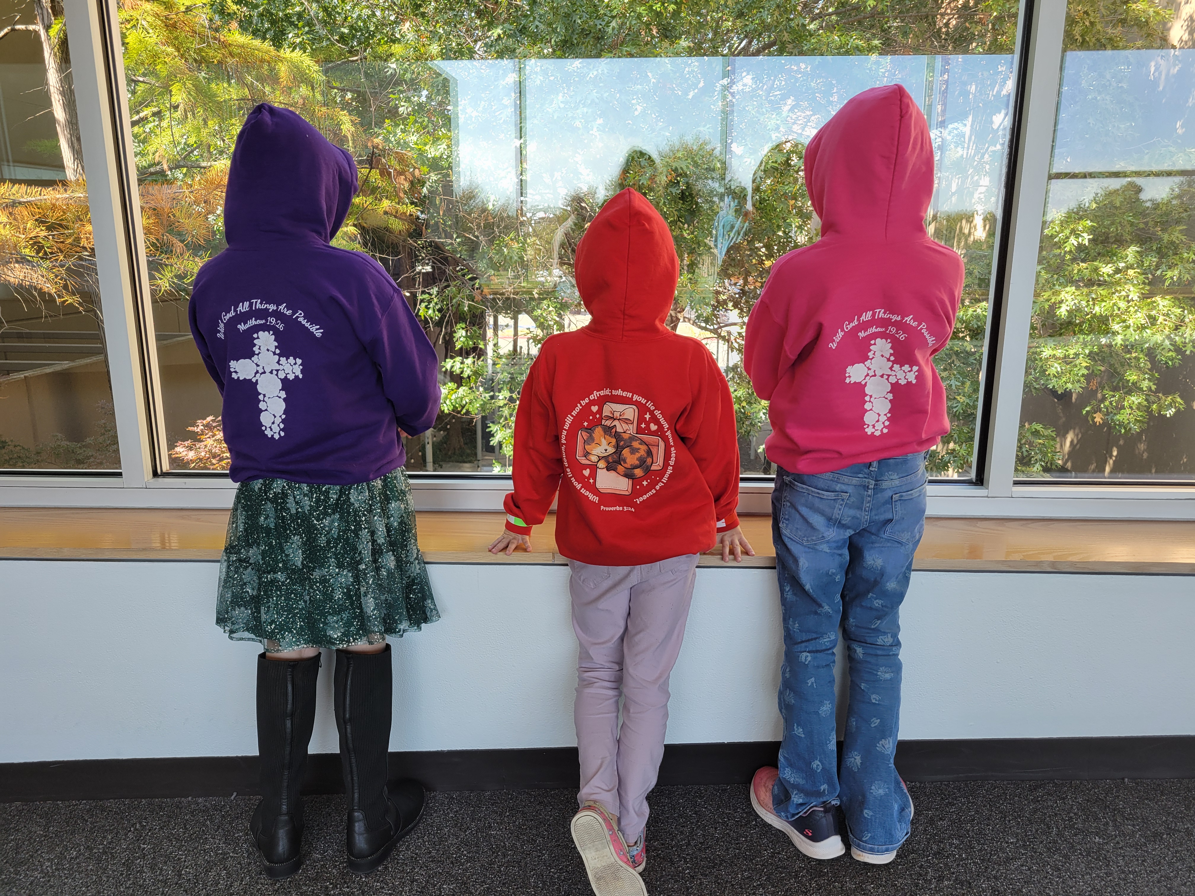 Matthew  19:26 "With God All Things Are Possible" Flowers Cross  Youth Hoodie product thumbnail image