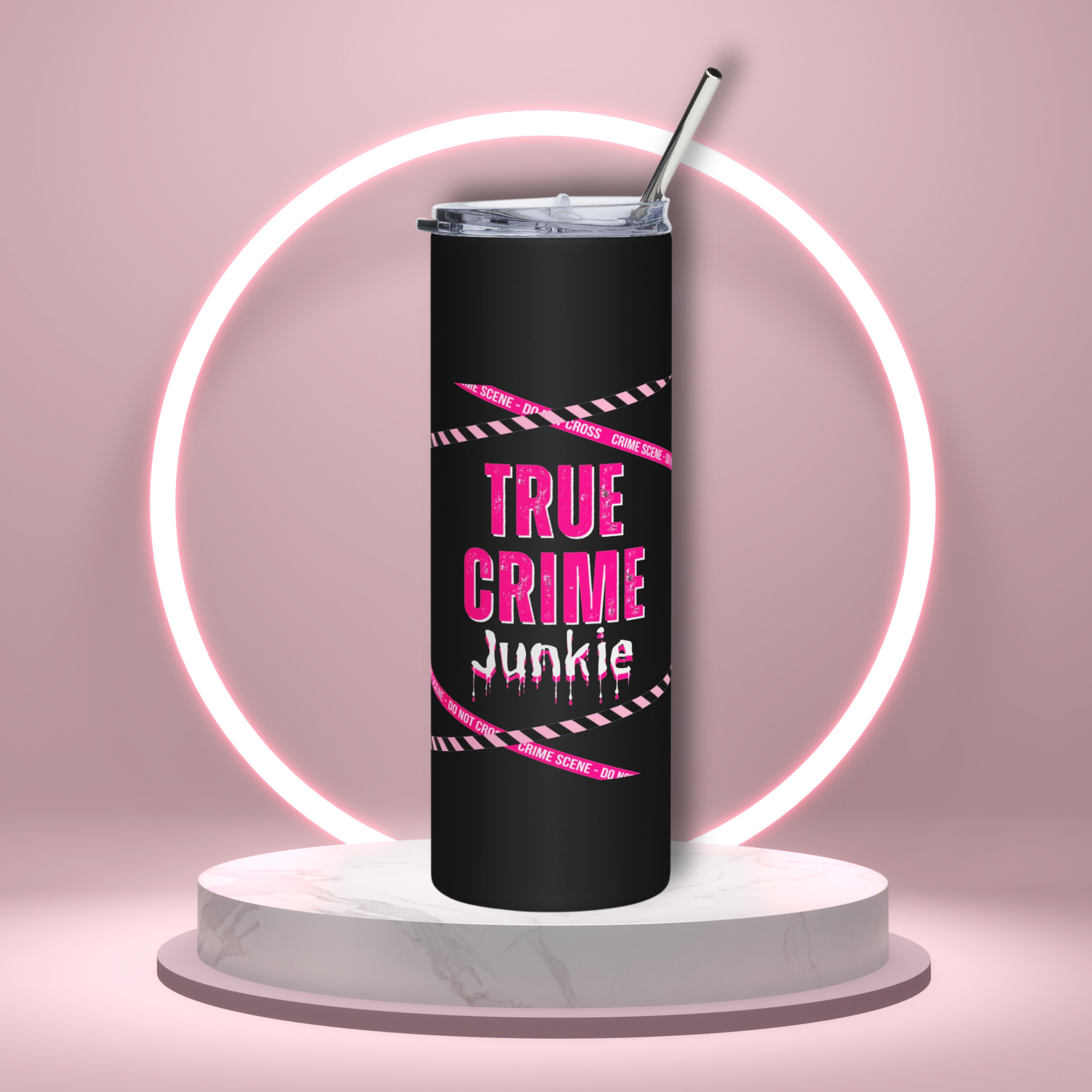 True Crime Junkie Tumbler — 20oz Stainless Steel Travel Cup True Crime Junkie Tumbler — 20oz Stainless Steel Travel Cup