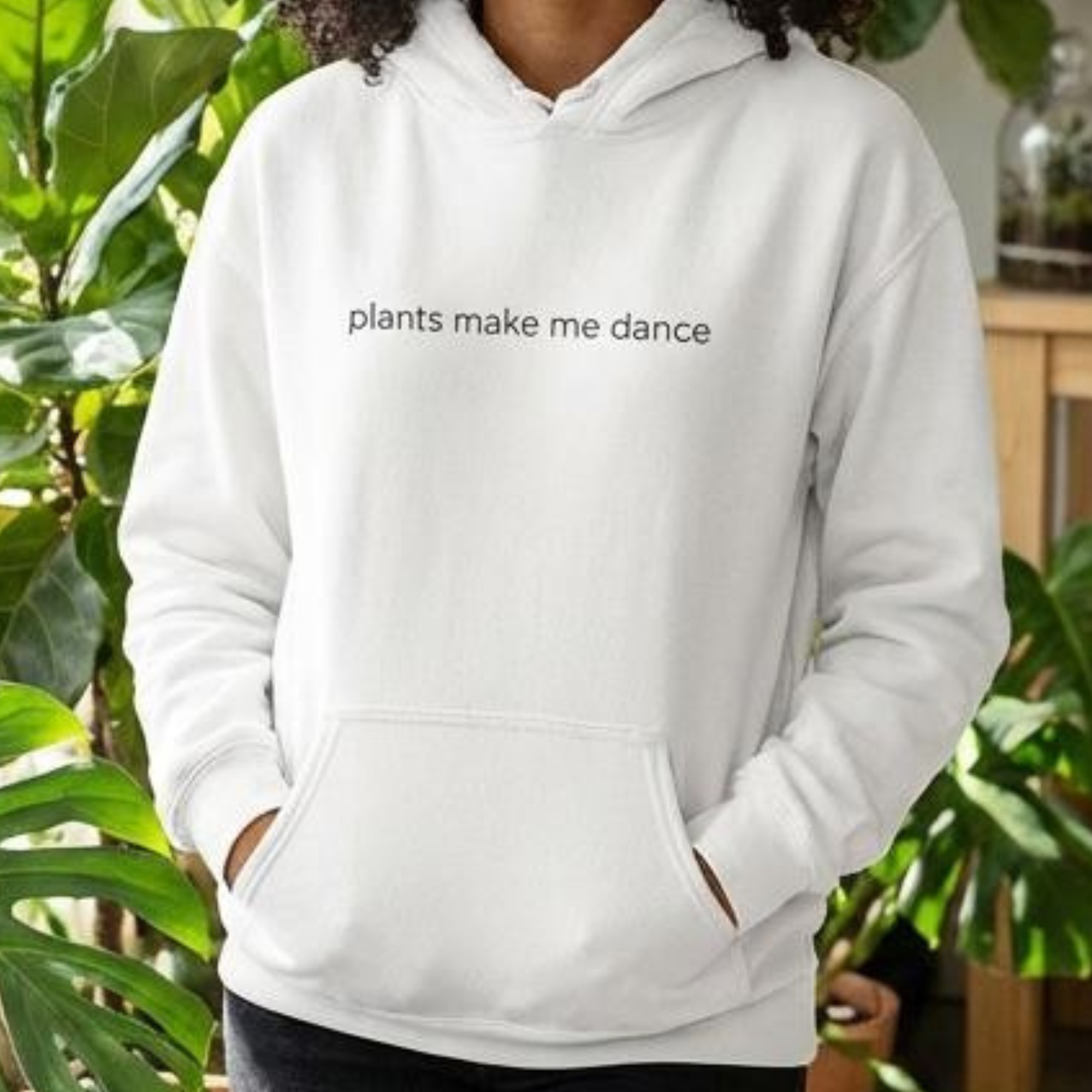 Plants Make Me Dance Hoodie — Minimal Plant Lover Scoop Neck Pullover product thumbnail image Plants Make Me Dance Hoodie — Minimal Plant Lover Scoop Neck Pullover product thumbnail image