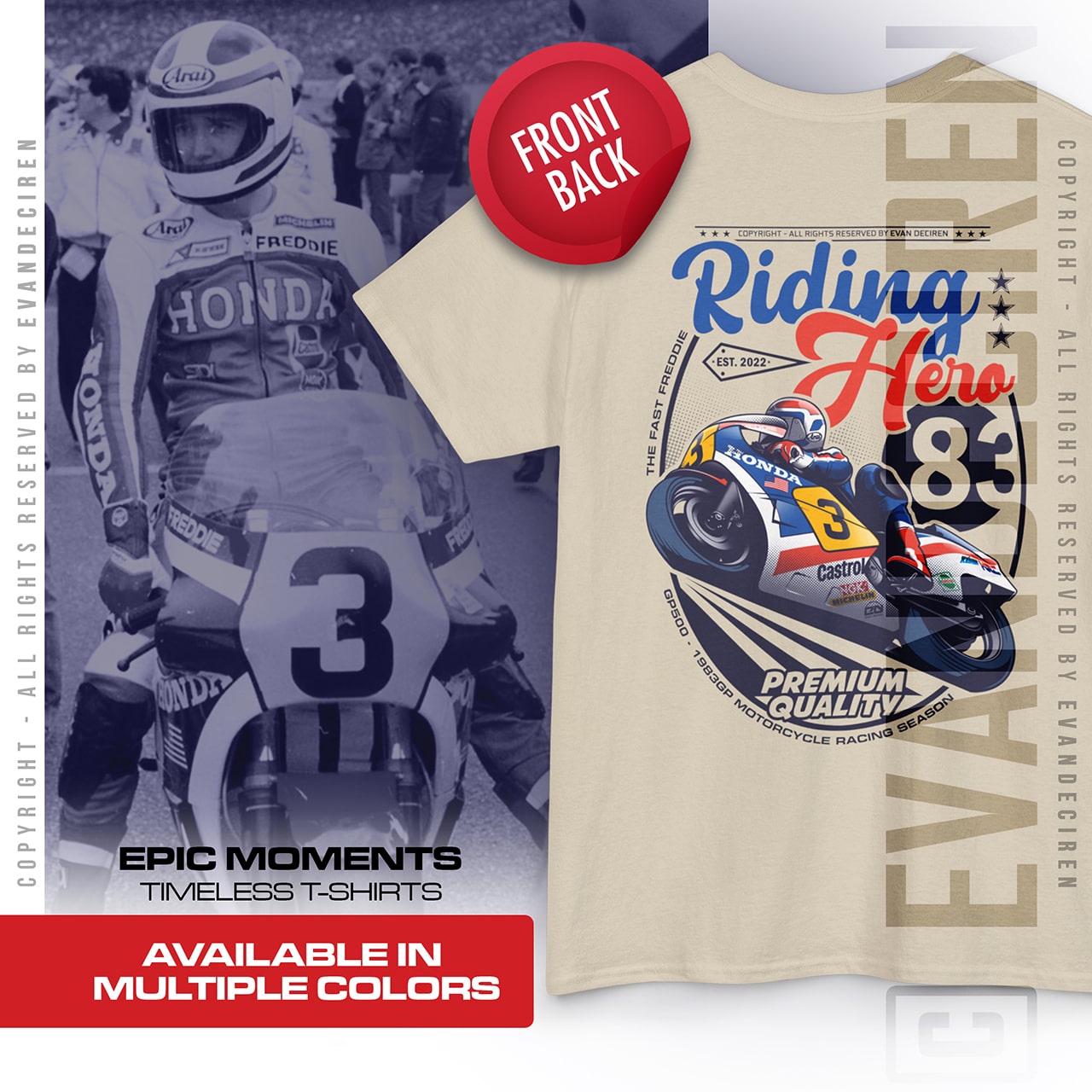 Freddie Spencer "Fast Freddie" 1983 | Riding Hero product thumbnail image Freddie Spencer "Fast Freddie" 1983 | Riding Hero product thumbnail image