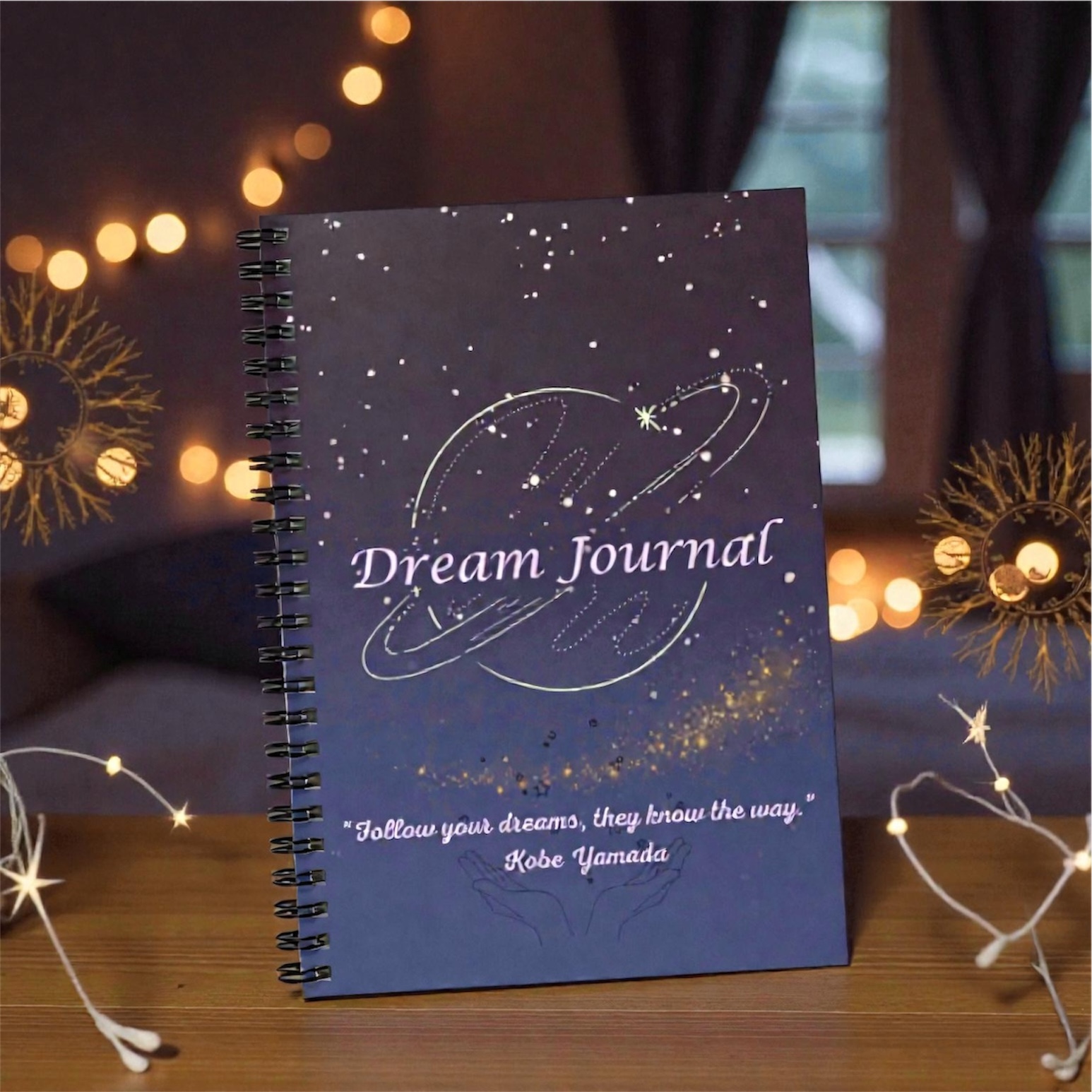 Dream Journal Spiral Notebook — 'Follow Your Dreams, They Know the Way' (Deep Purple, Star Design)