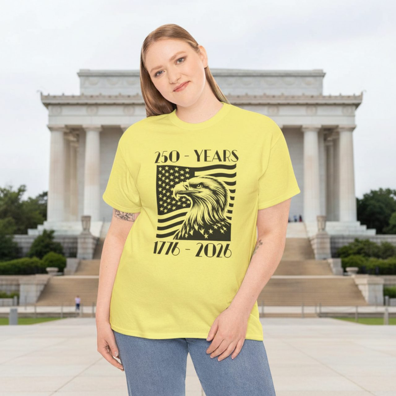 Eagle Head and Flag One Color 250 Year Anniversary 1776-2026 Tee product thumbnail image Eagle Head and Flag One Color 250 Year Anniversary 1776-2026 Tee product thumbnail image