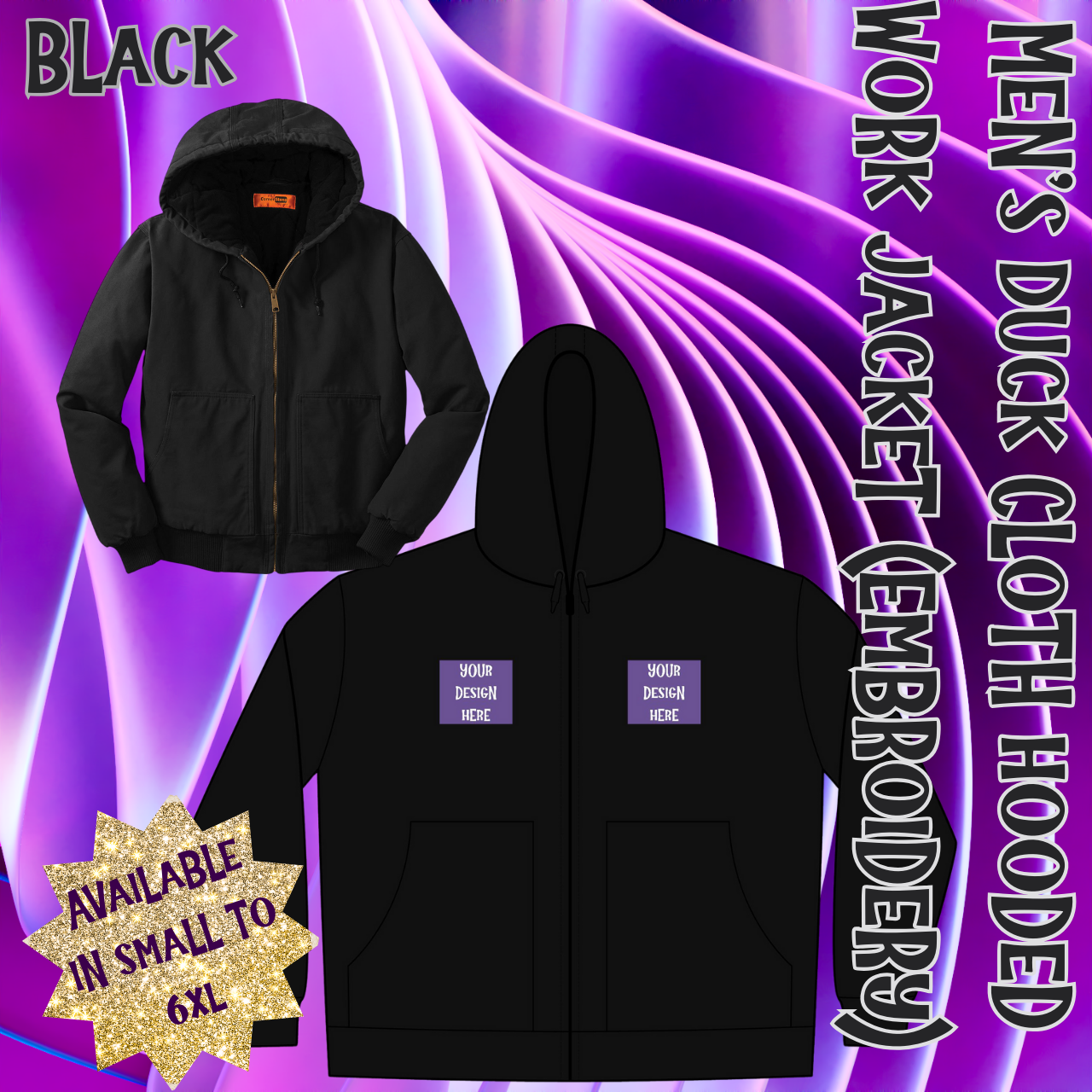 Embroidered Hooded Work Jacket — Custom Chest Patch (Logo Embroidery) product thumbnail image Embroidered Hooded Work Jacket — Custom Chest Patch (Logo Embroidery) product thumbnail image