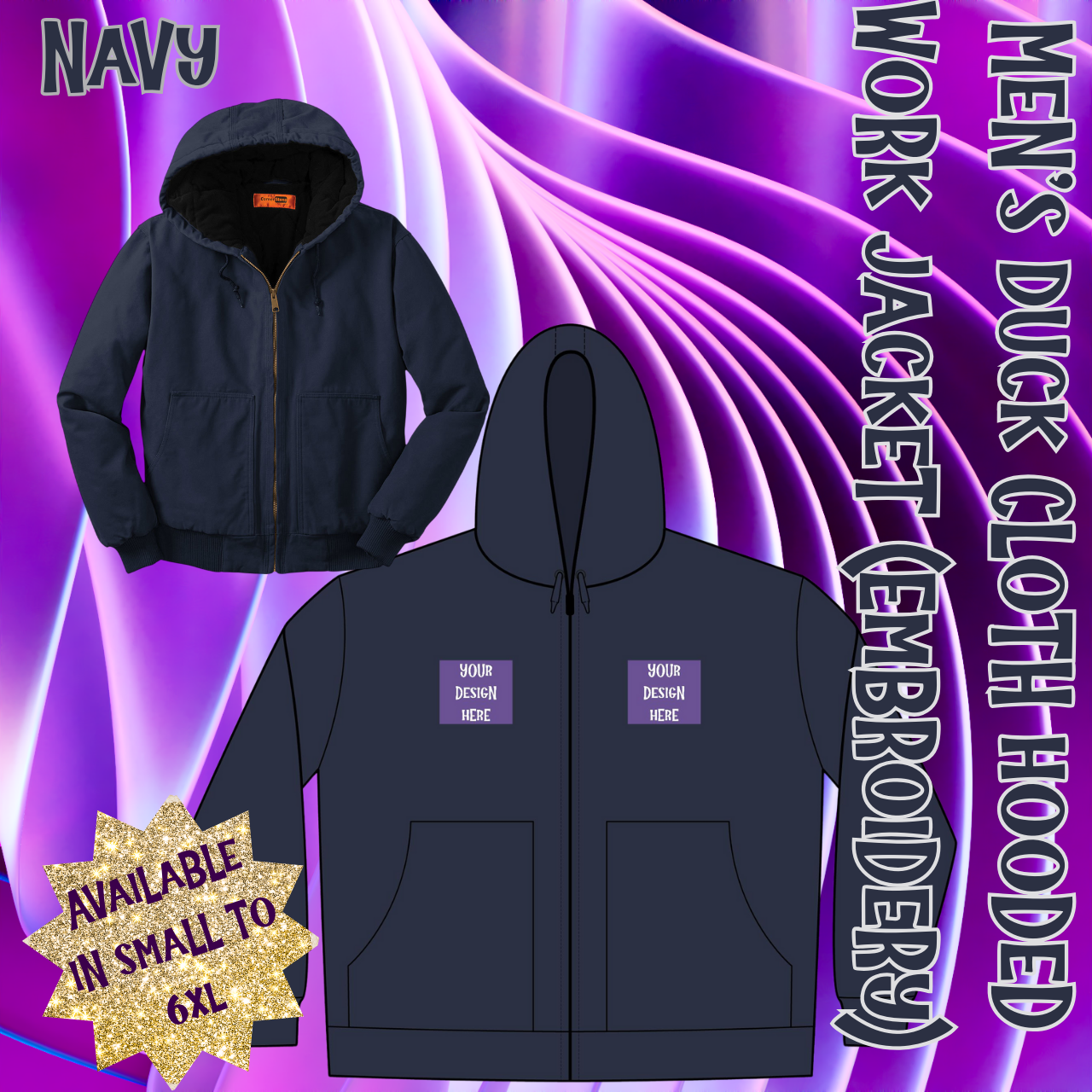 Embroidered Hooded Work Jacket — Custom Chest Patch (Logo Embroidery)