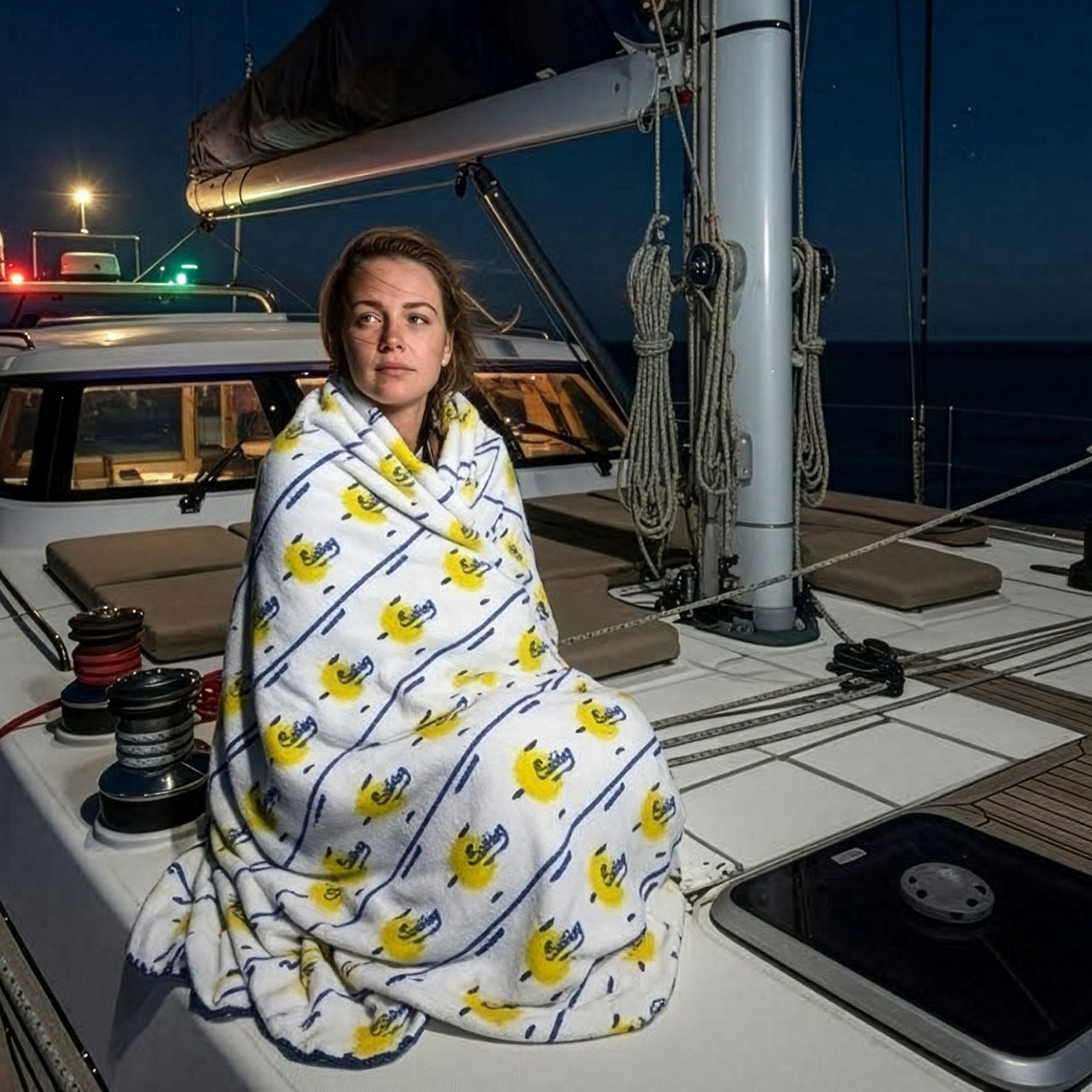 Moonlit MoondanceCat Arctic Fleece Blanket — Cozy Evening Sail Logo Throw