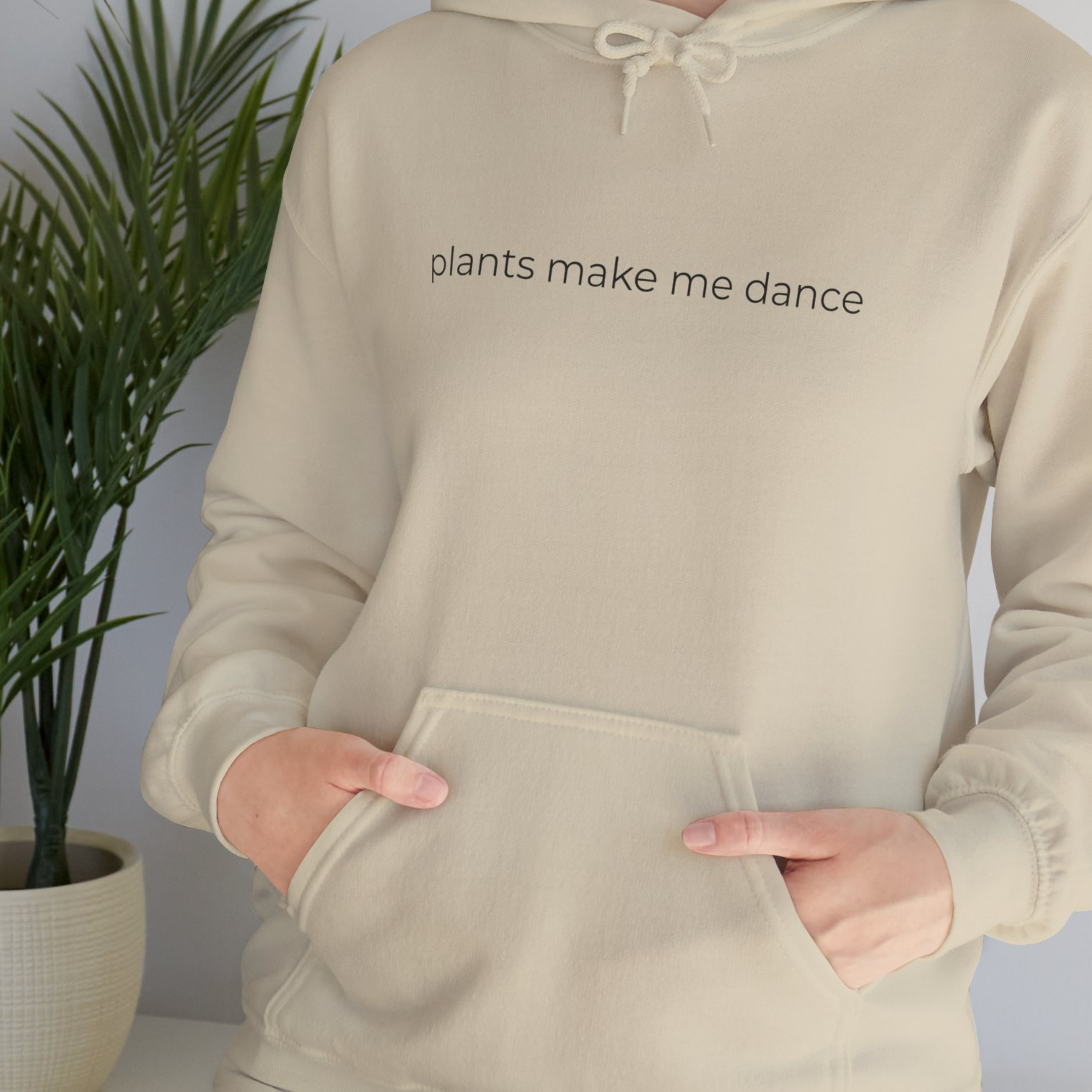 Plants Make Me Dance Hoodie — Minimal Plant Lover Scoop Neck Pullover product thumbnail image
