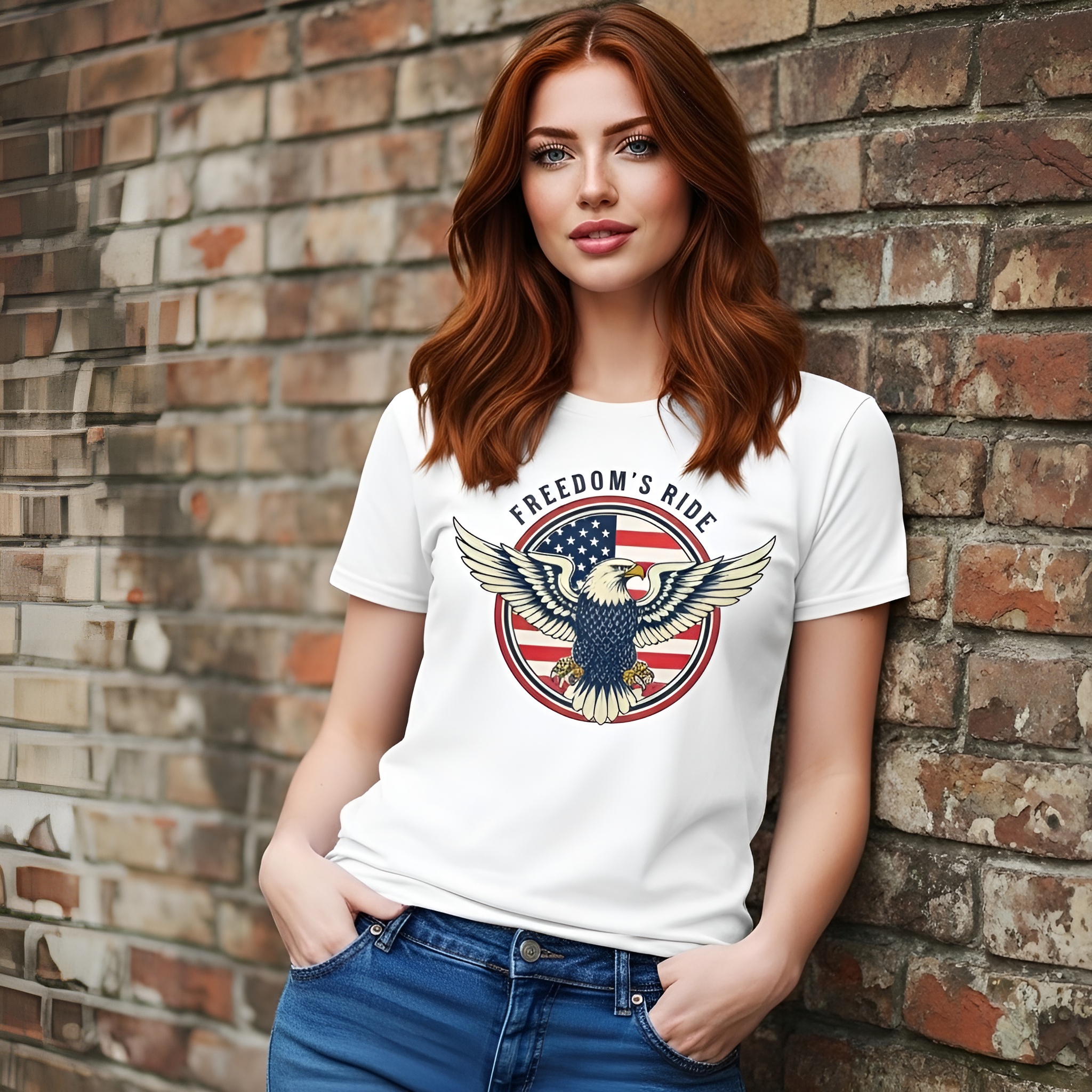 Freedom's Ride Eagle T-Shirt — American Flag Vintage Motorcycle Tee Freedom's Ride Eagle T-Shirt — American Flag Vintage Motorcycle Tee