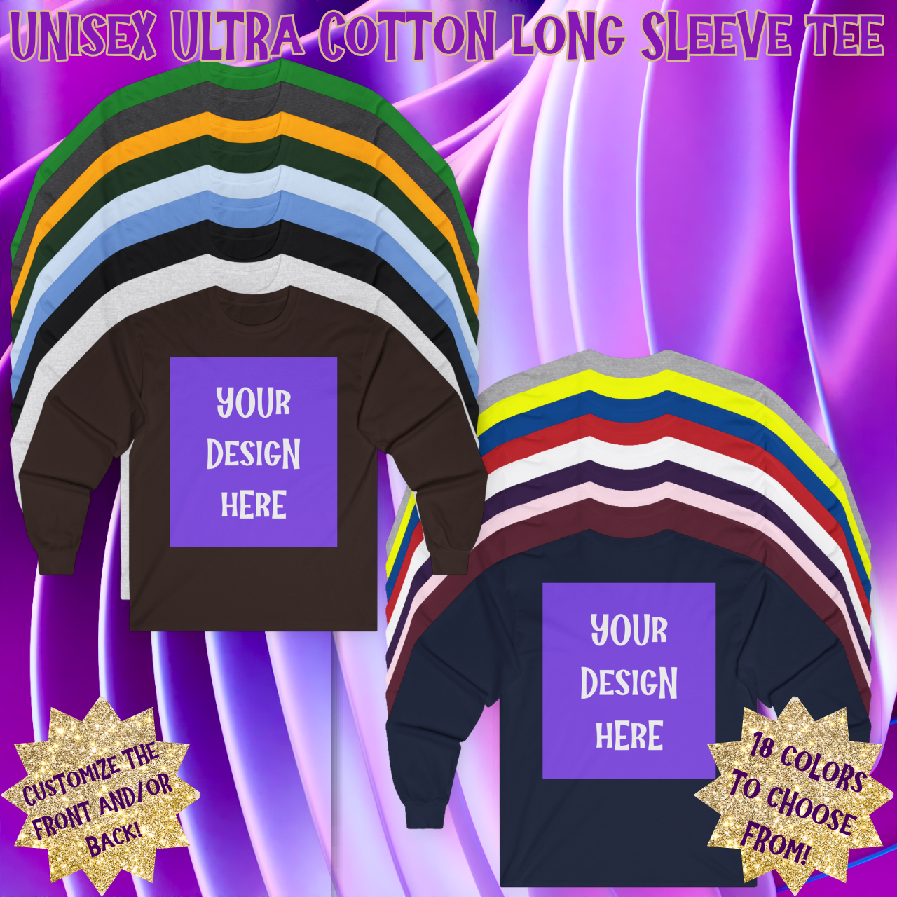 Custom Logo Long Sleeve Tee — Personalized Front-Print Shirt (Email for Design &amp; Sizes 2XL–5XL) product thumbnail image