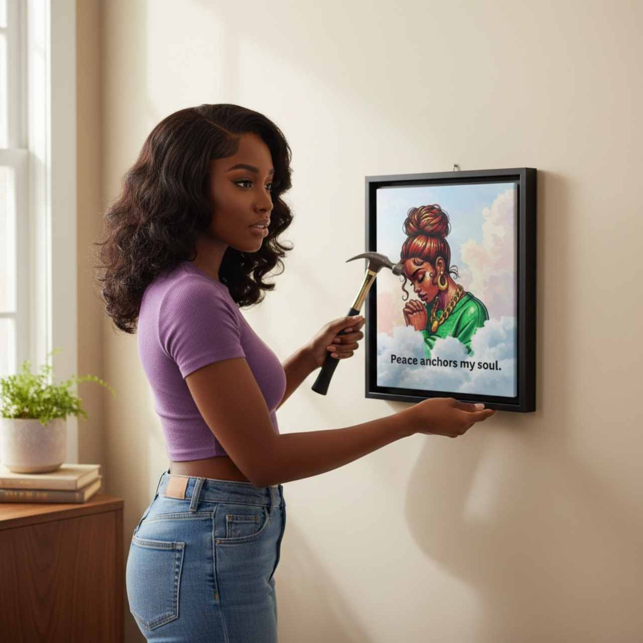 “Peace Anchors My Soul” Inspirational Wall Art – Meditative Framed Canvas for Bedroom, Living Room &amp; Mindful Home Décor
