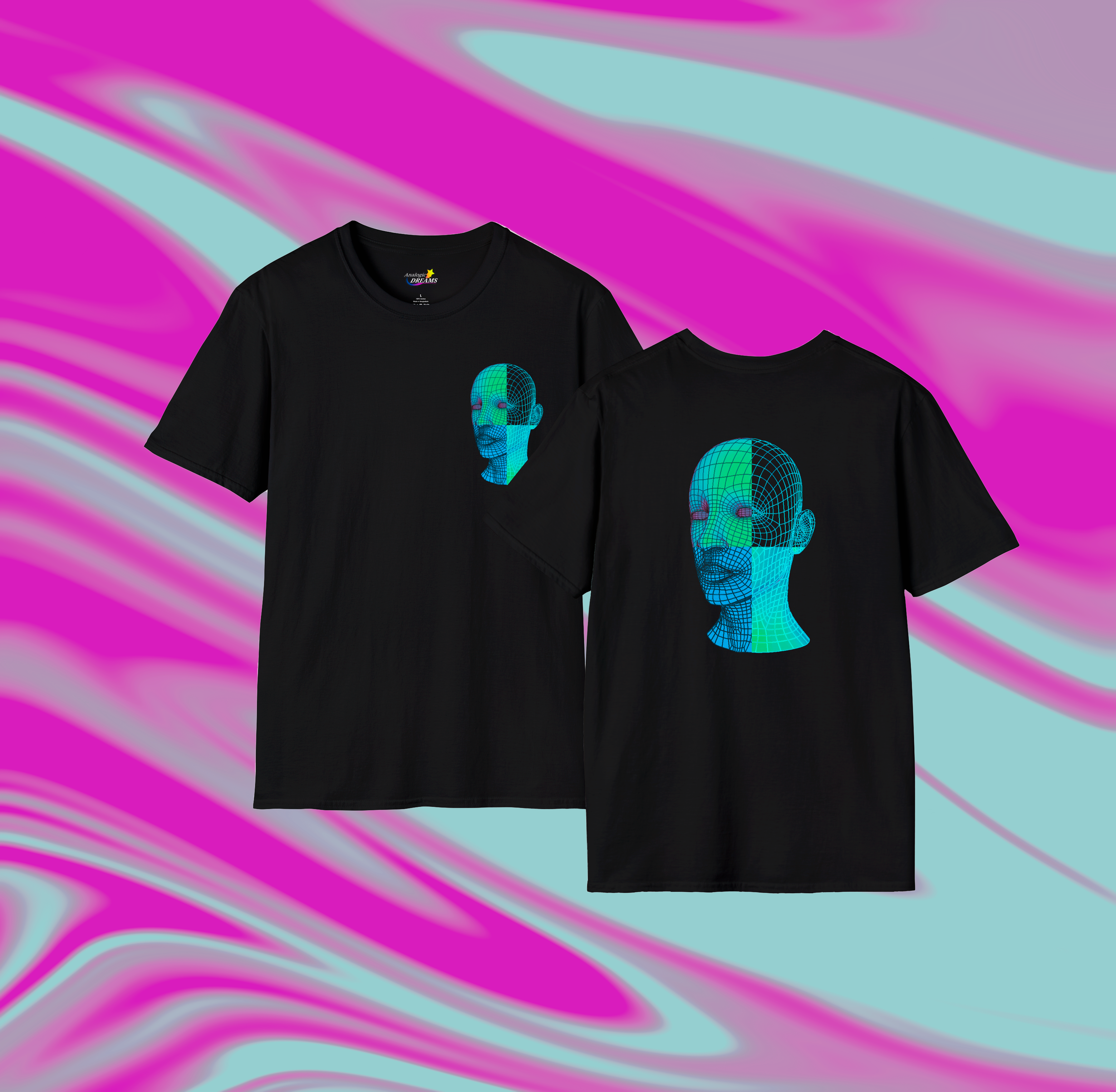 Unisex Softstyle T-Shirt with Digital Face Design - Modern Art Vibe for Tech Enthusiasts product thumbnail image Unisex Softstyle T-Shirt with Digital Face Design - Modern Art Vibe for Tech Enthusiasts product thumbnail image