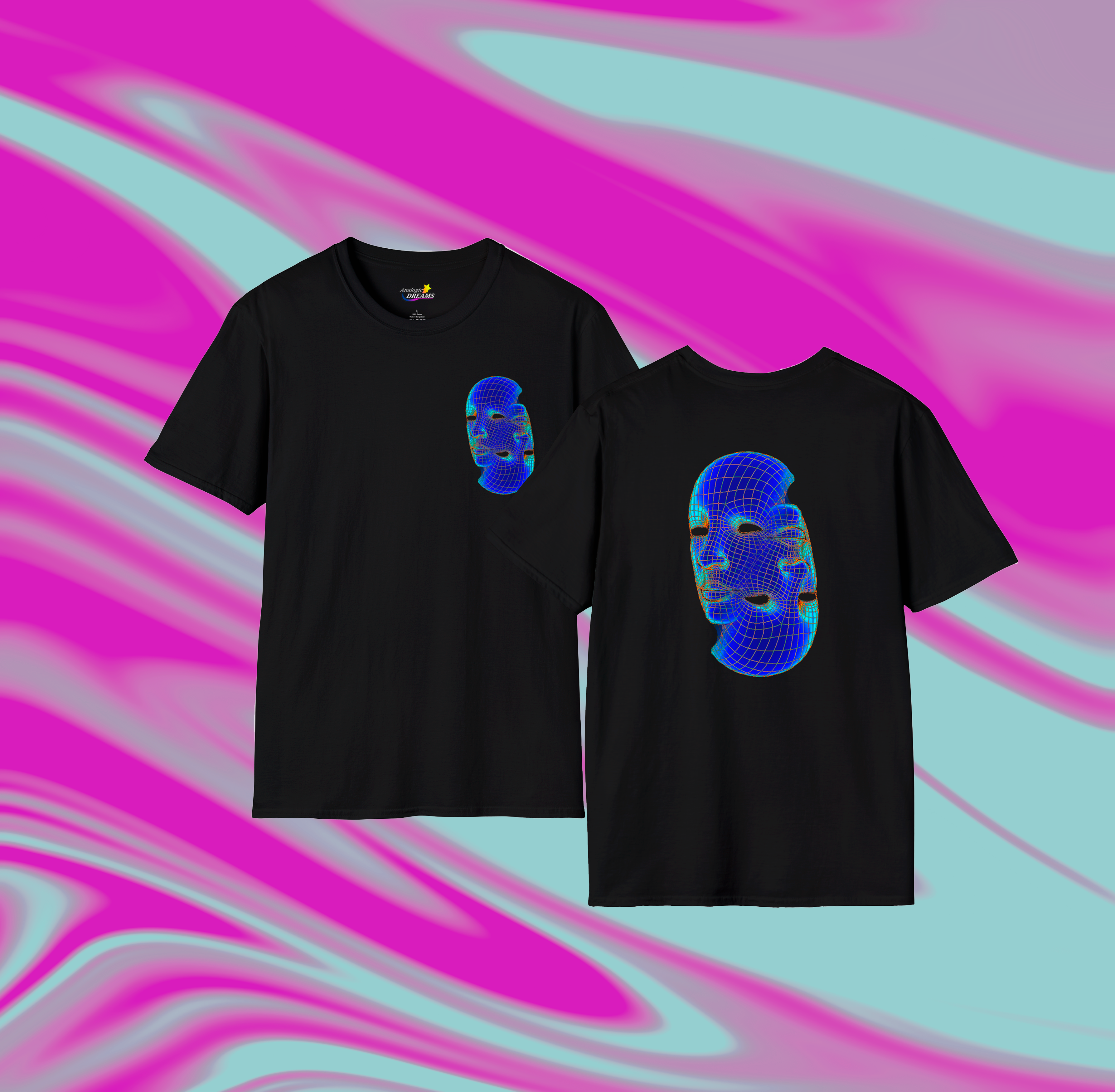 Neon-Style Unisex Softstyle T-Shirt - Unique 3D Graphic Design