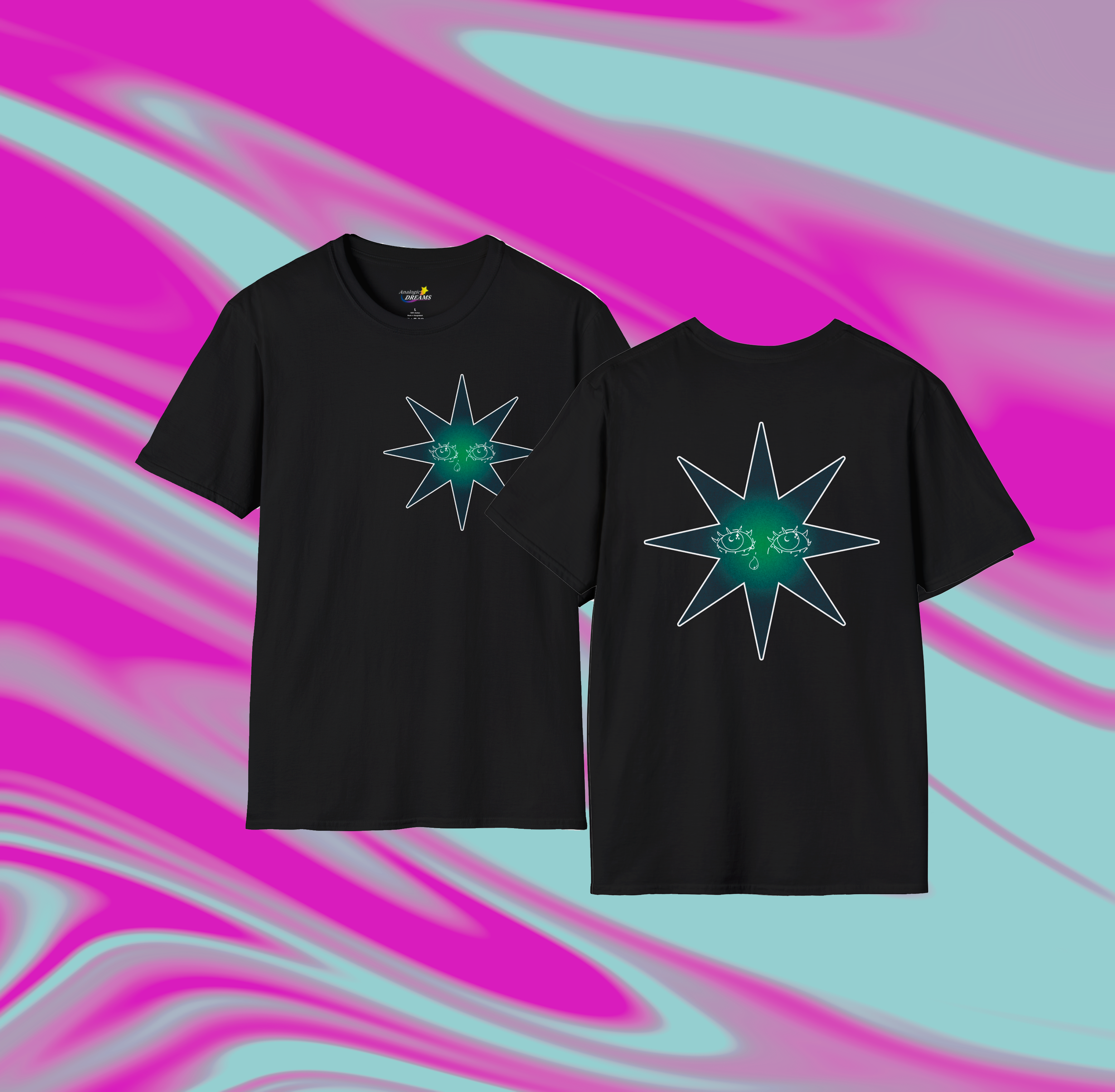 Starburst Eyes T-Shirt — Neon Green Cosmic Graphic Tee product thumbnail image Starburst Eyes T-Shirt — Neon Green Cosmic Graphic Tee product thumbnail image