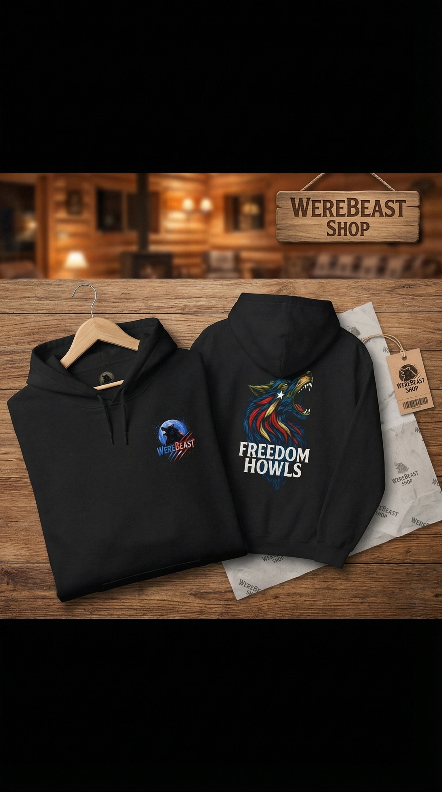 WereBeast “FREEDOM HOWLS” Hoodie – Clawlidays Drop 2 product thumbnail image