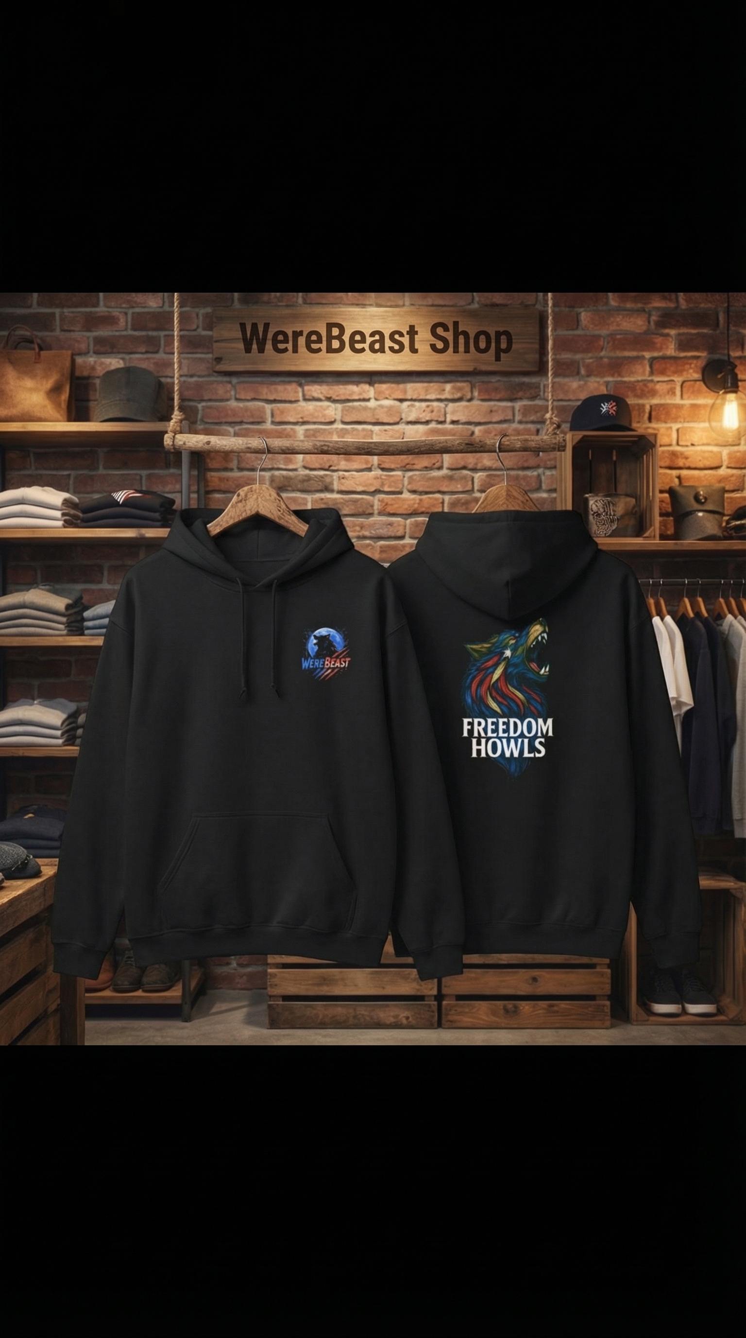 WereBeast “FREEDOM HOWLS” Hoodie – Clawlidays Drop 2 product thumbnail image WereBeast “FREEDOM HOWLS” Hoodie – Clawlidays Drop 2 product thumbnail image