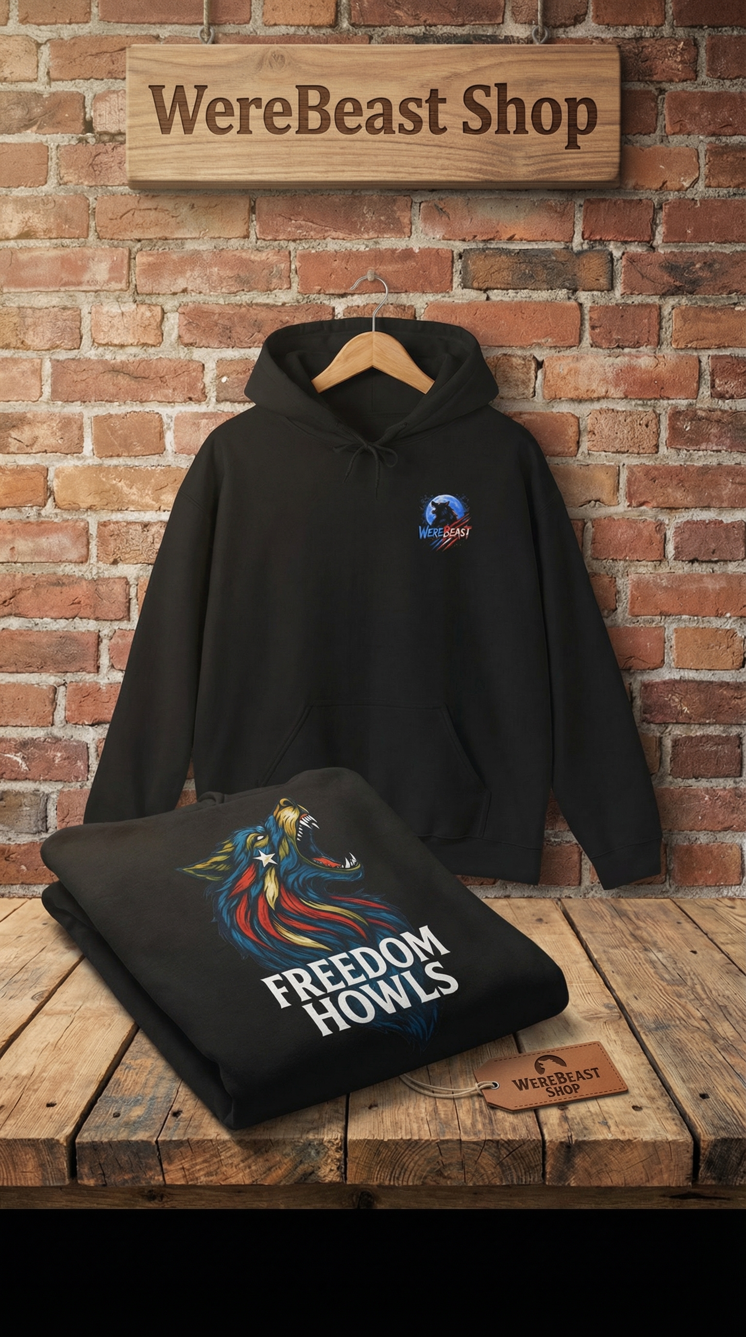 WereBeast “FREEDOM HOWLS” Hoodie – Clawlidays Drop 2 product thumbnail image