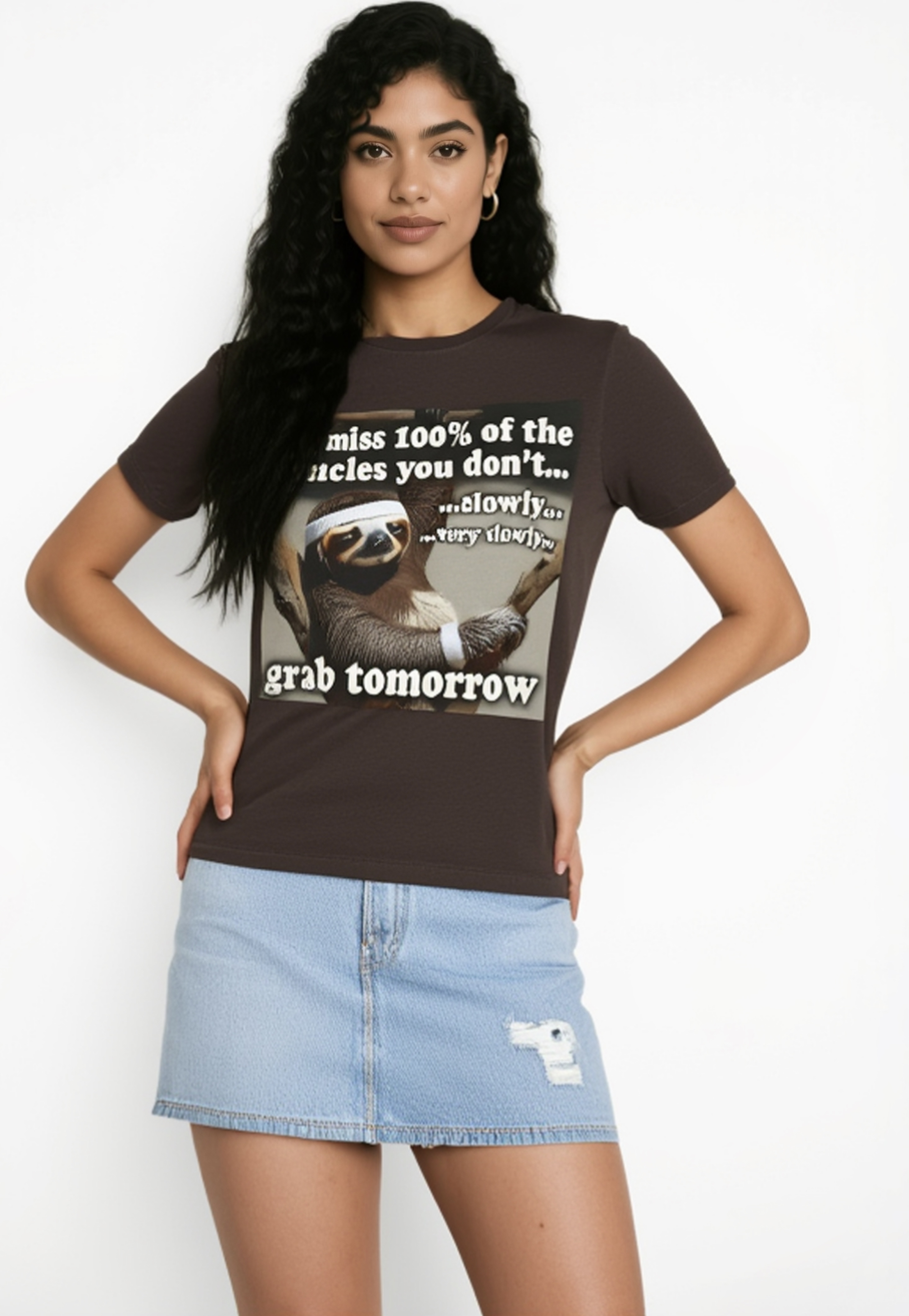 Sloth Motivational Unisex Tee You miss 100% of the branches you don't... grab tomorrow product thumbnail image