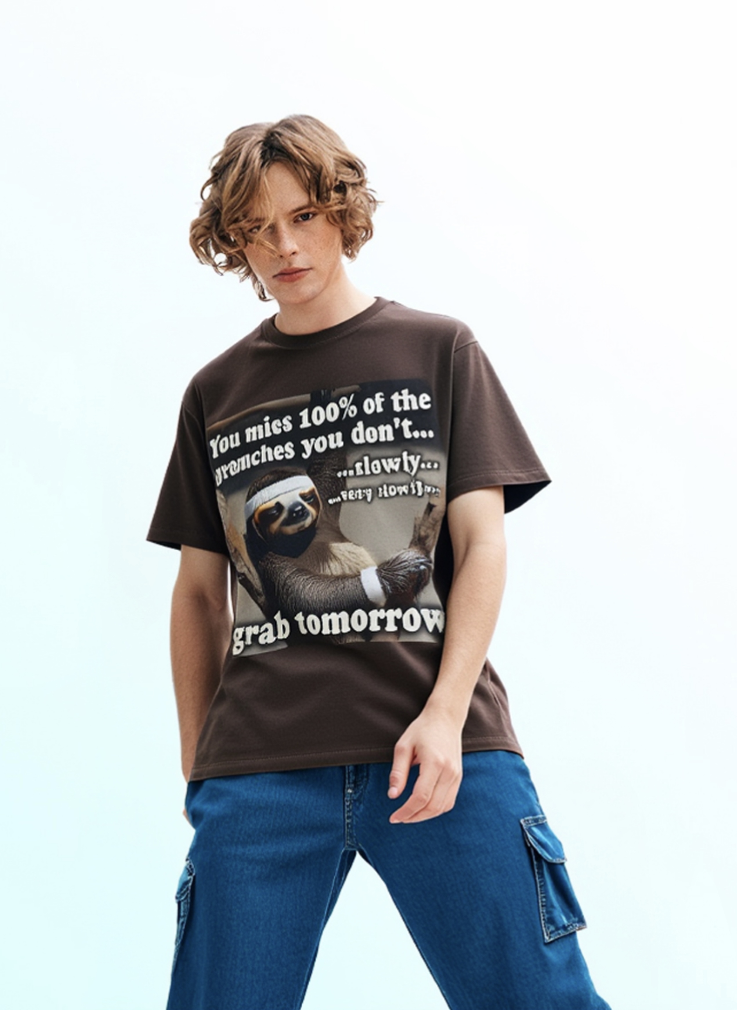 Sloth Motivational Unisex Tee You miss 100% of the branches you don't... grab tomorrow product thumbnail image Sloth Motivational Unisex Tee You miss 100% of the branches you don't... grab tomorrow product thumbnail image